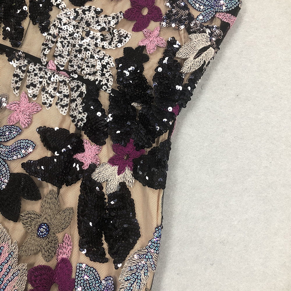 Fashionslee Women Bryson Floral Sequin Embroidery Maxi Dress