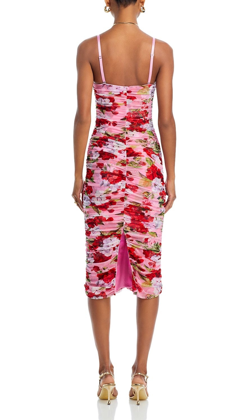 Fashionslee Women Baki Strapless Floral Ruched Midi Dress
