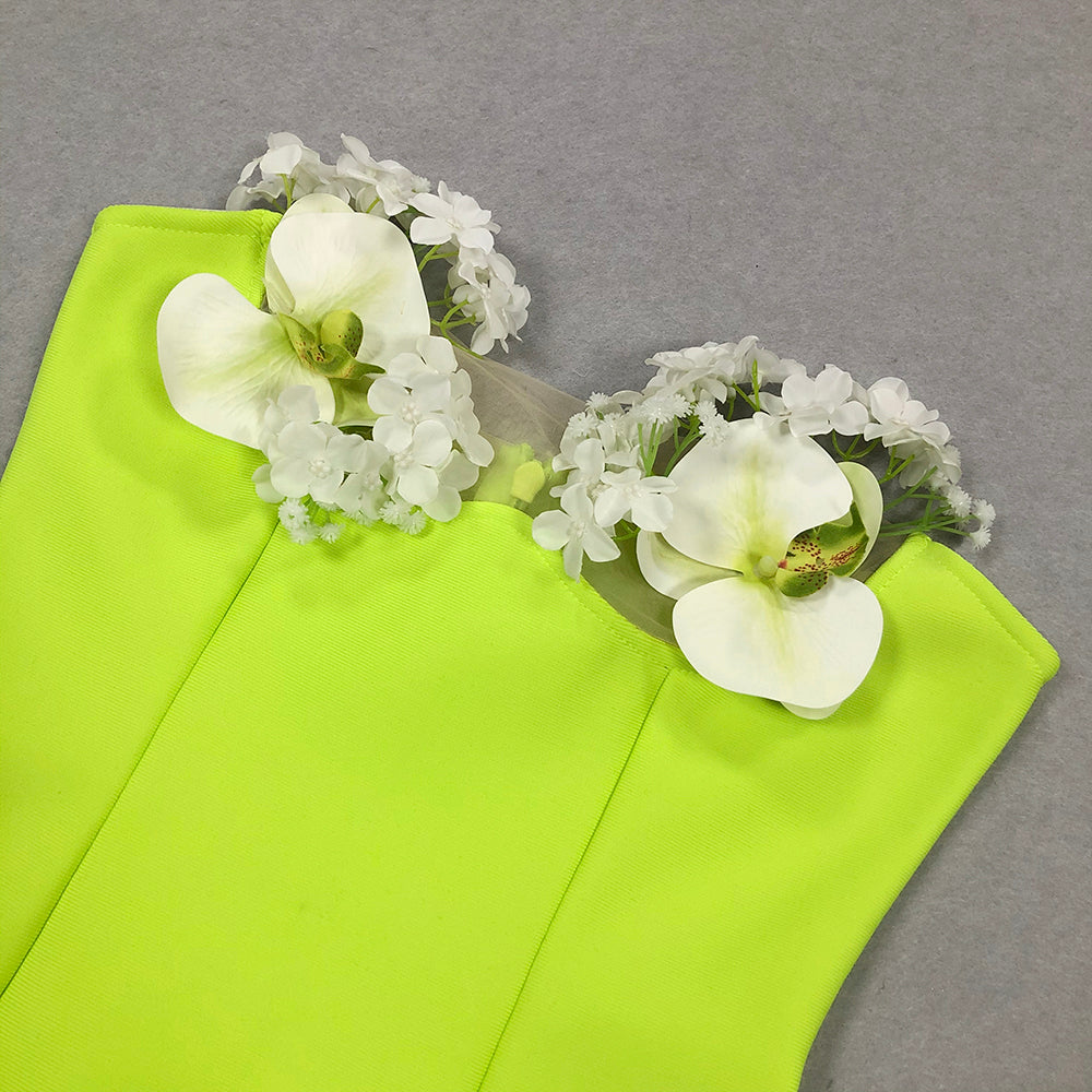 dc9687a1fc361bd76fe4d606aae3c494.jpeg Fashionslee Women Burleigh Green Flower Mini Bandage Dress