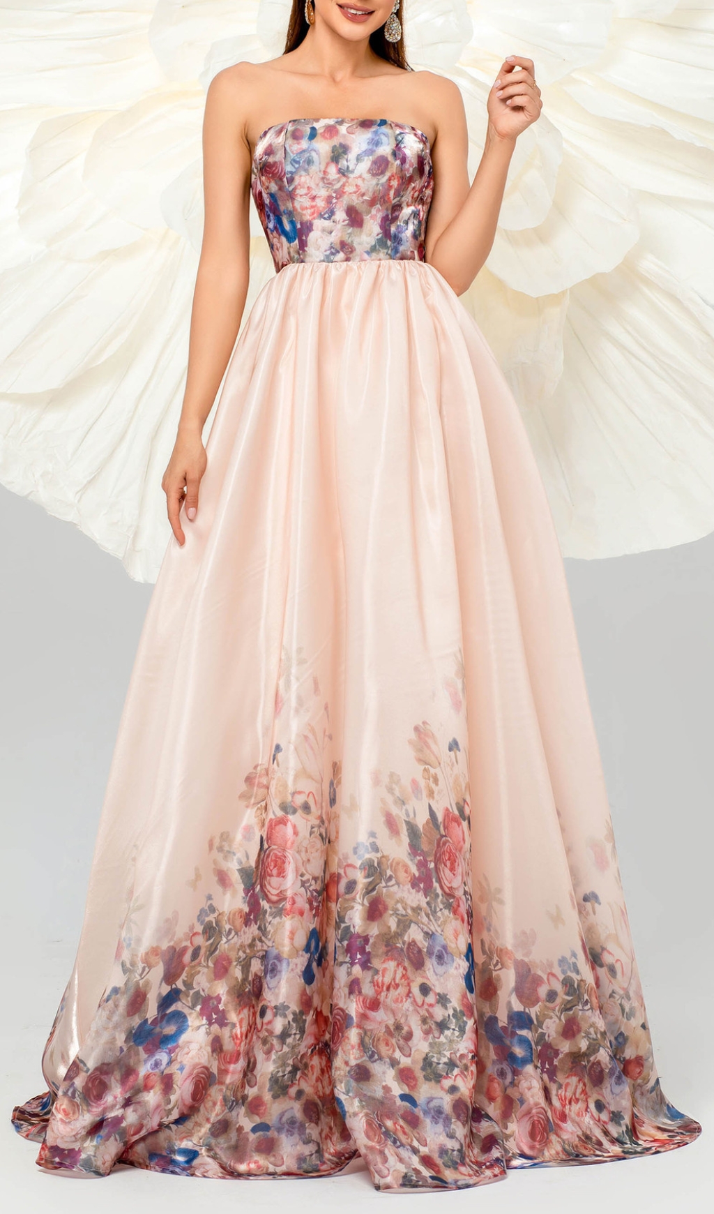 dcc85ef2beb9eee2f0216acea000037f.jpg Fashionslee Women Bilhah Strapless Floral Print Maxi Dress