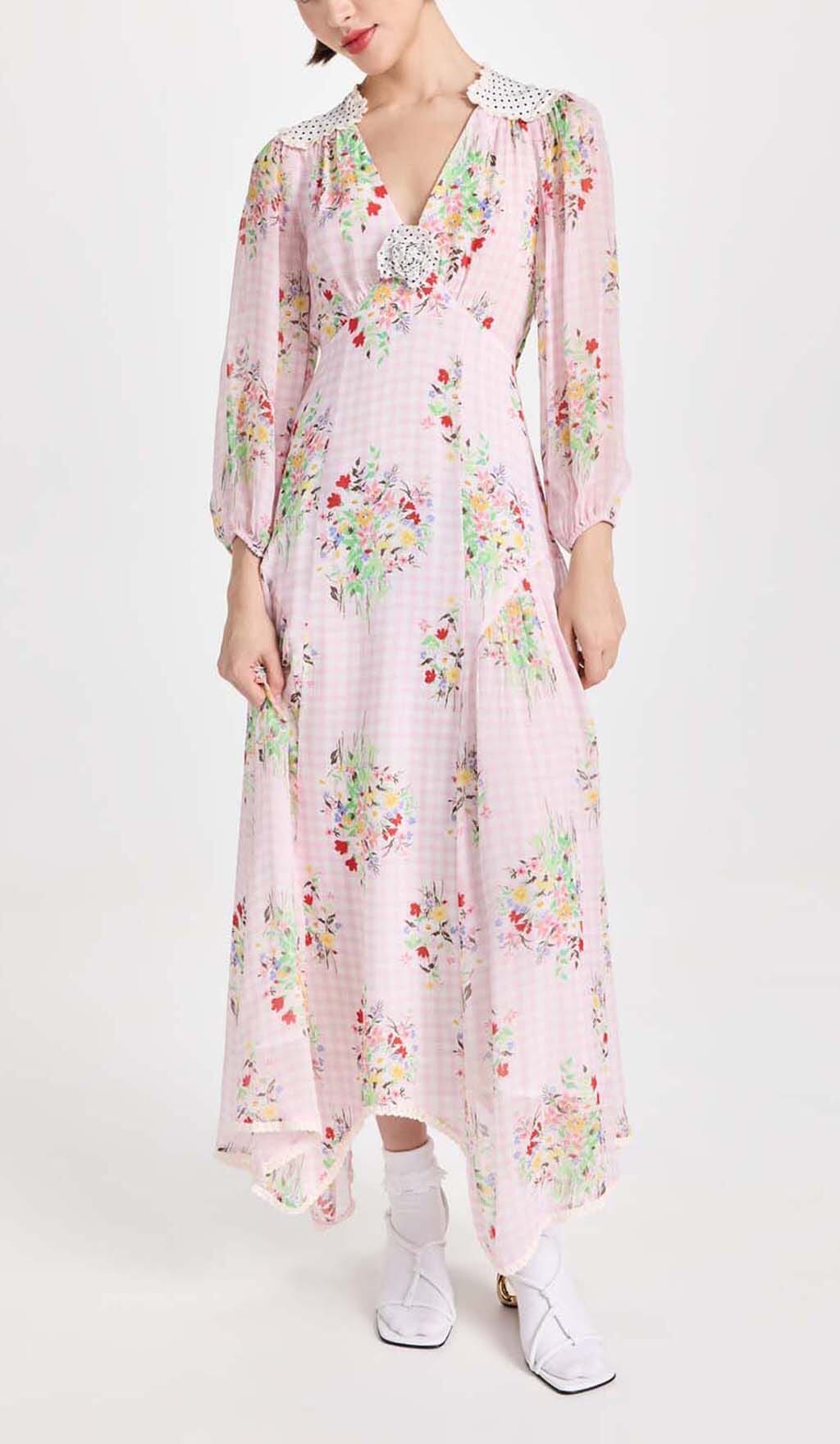 Fashionslee Women Floral Print Maxi Dress In Pink