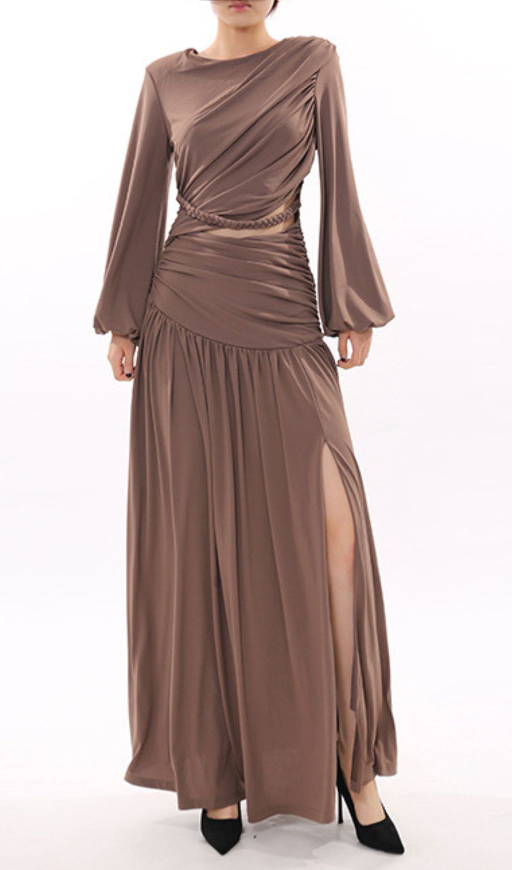 VINTAGE PLEATED MAXI DRESS AESTHETIC - OWNCI VINTAGE PLEATED MAXI DRESS AESTHETIC - OWNCI