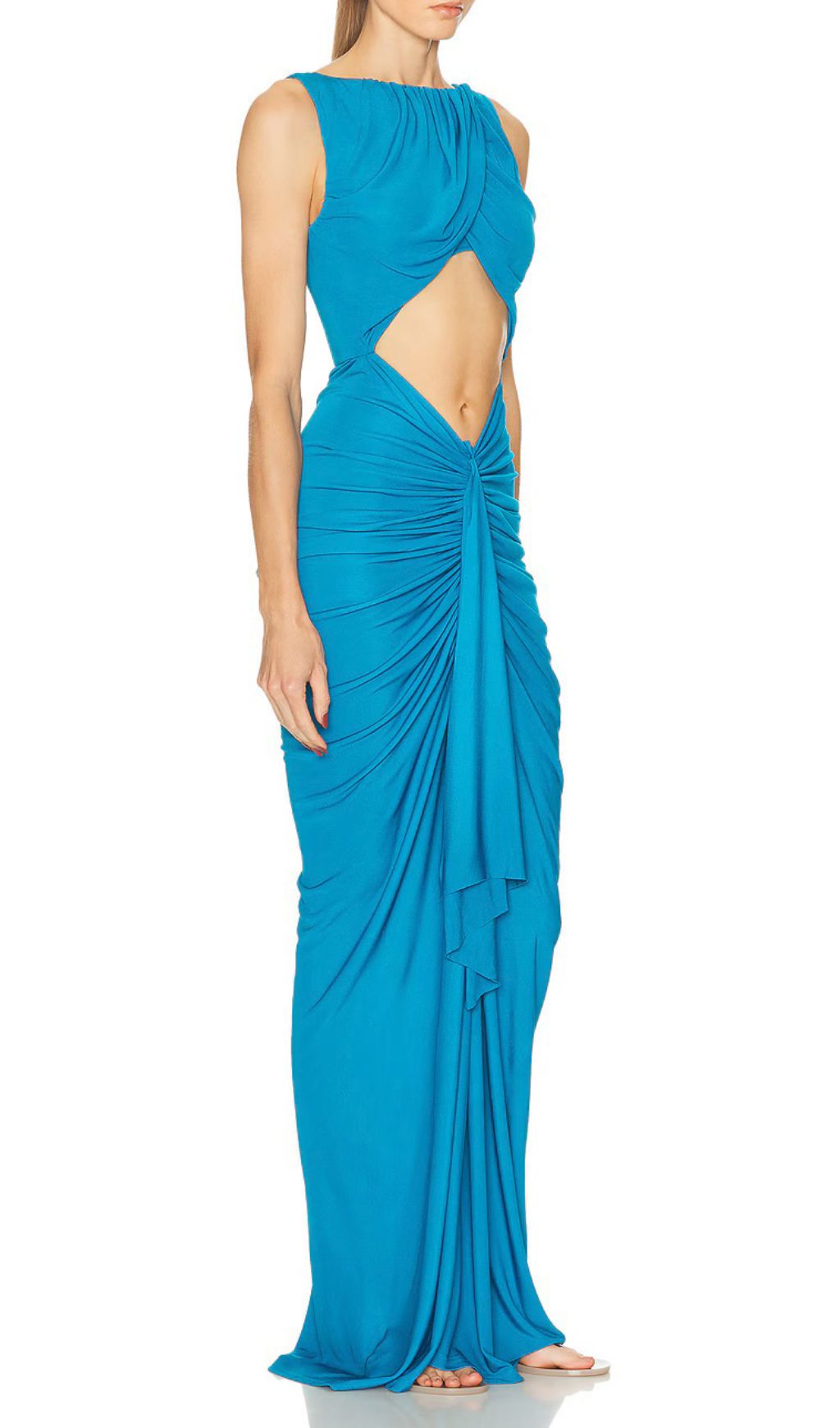 TRENDING BLUE CUTOUT RUCHED MAXI DRESS - OWNCI TRENDING BLUE CUTOUT RUCHED MAXI DRESS - OWNCI