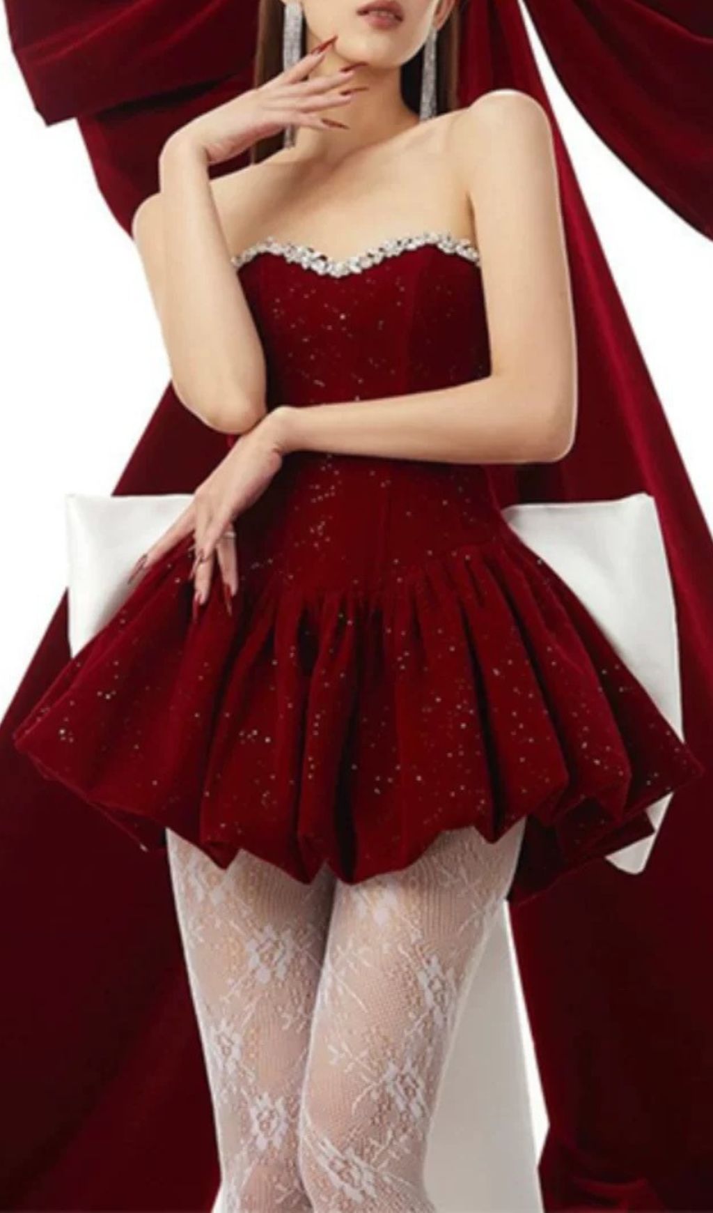 dd0552ebb5397da4f85ce2aa0d24becd.jpg Fashionslee Women Cookie Red Strapless Bow Mini Dress