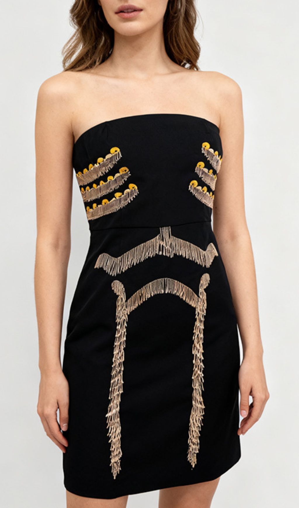 dd0a93dae078a87053230353c82f10ee.jpg Fashionslee Women Julissa Black Strapless Tassel Mini Dress