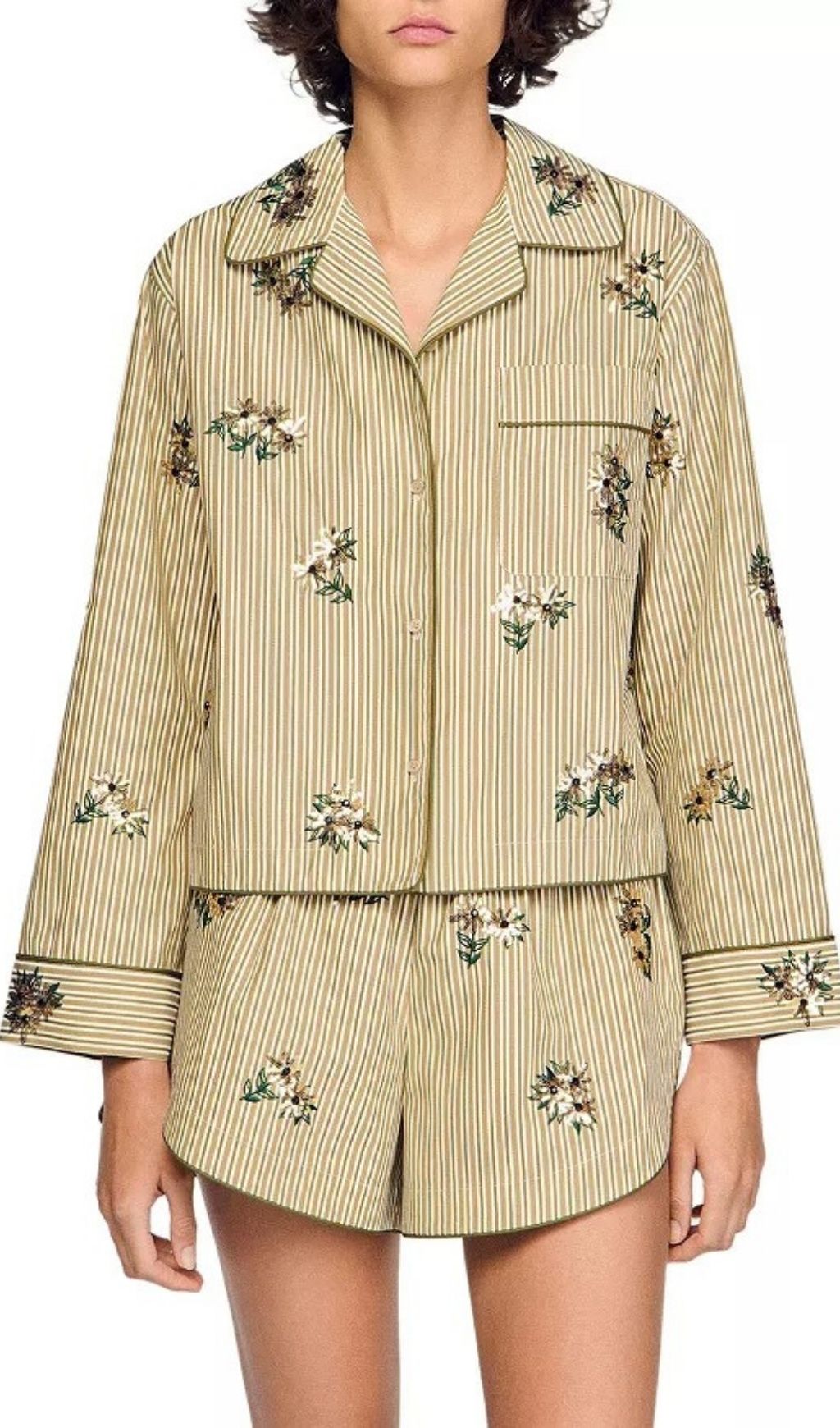 Fashionslee Women Nilla Embroidered Striped Shirt