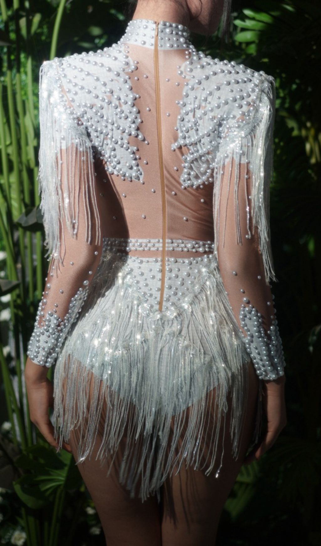 dd2f50707b5f2850aa22aa72671e4bf1.jpg Fashionslee Women Fukiko White Beaded Tassel Bodysuit