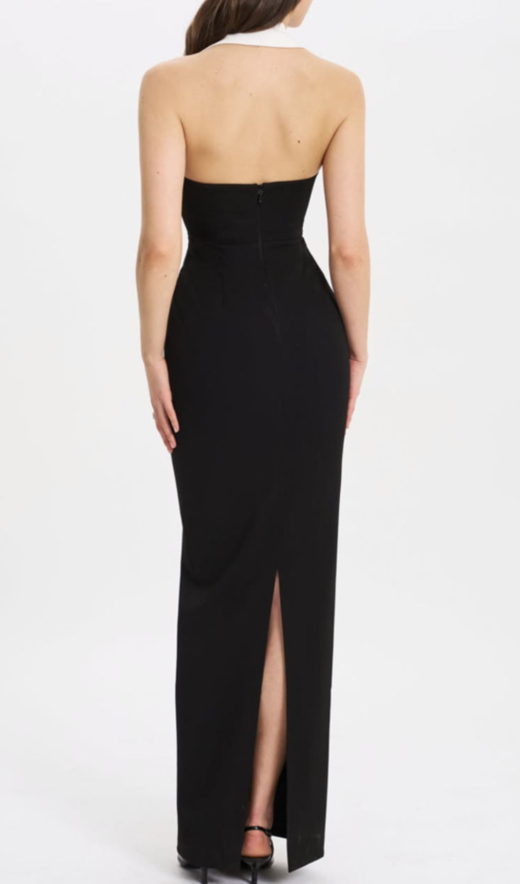 Fashionslee Women Gaetane Black Halter Bandage Maxi Dress