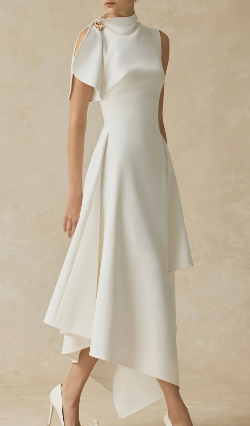 Fashionslee Women Kessie White Irregular Hem Maxi Dress