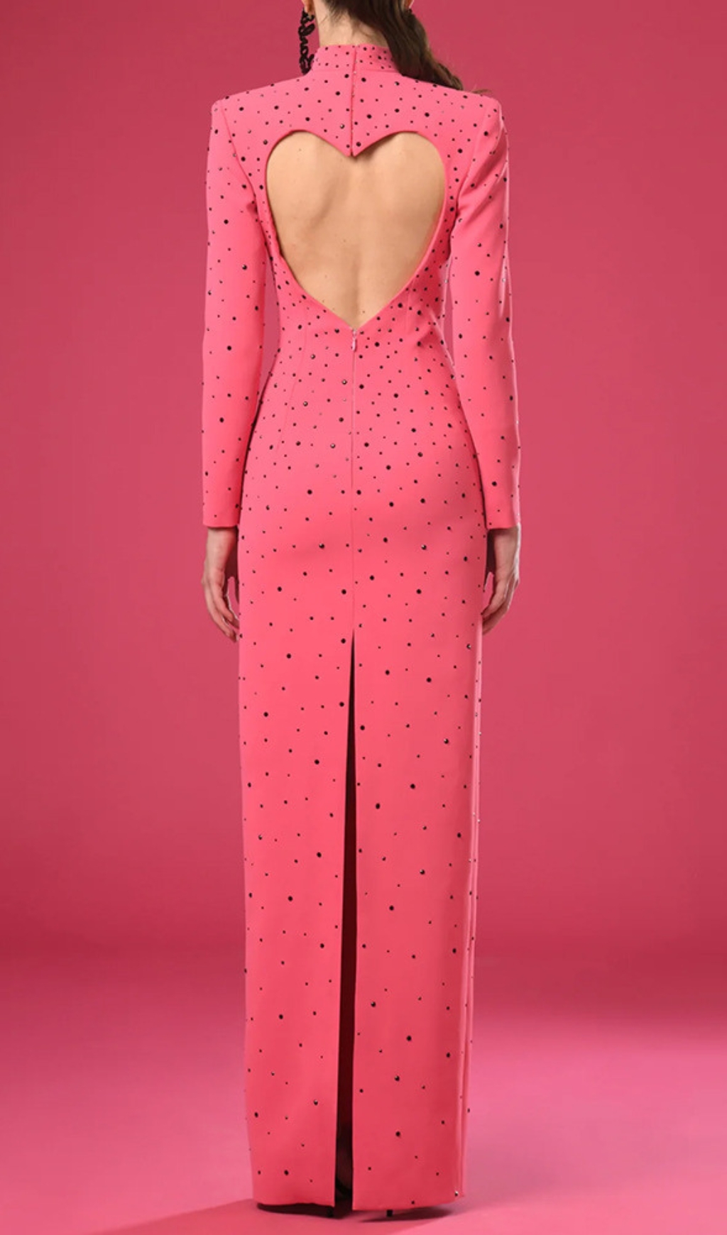 Fashionslee Women Duri Pink Heart Embellished Long Sleeve Maxi Dress