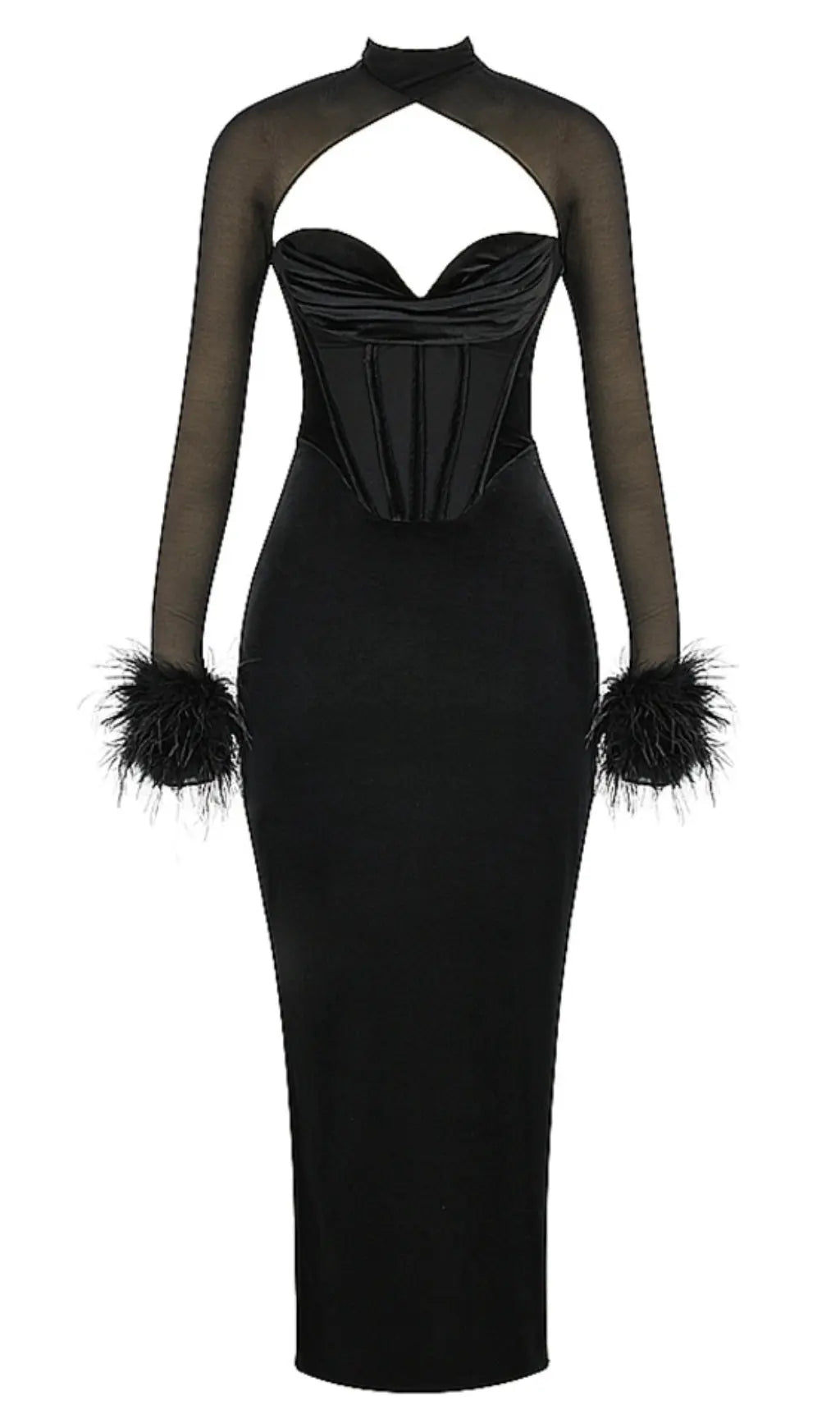ddd6f0940042c0507df4abbef518911c.jpeg Fashionslee Women Adelaide Black Velvet Corset Maxi Dress