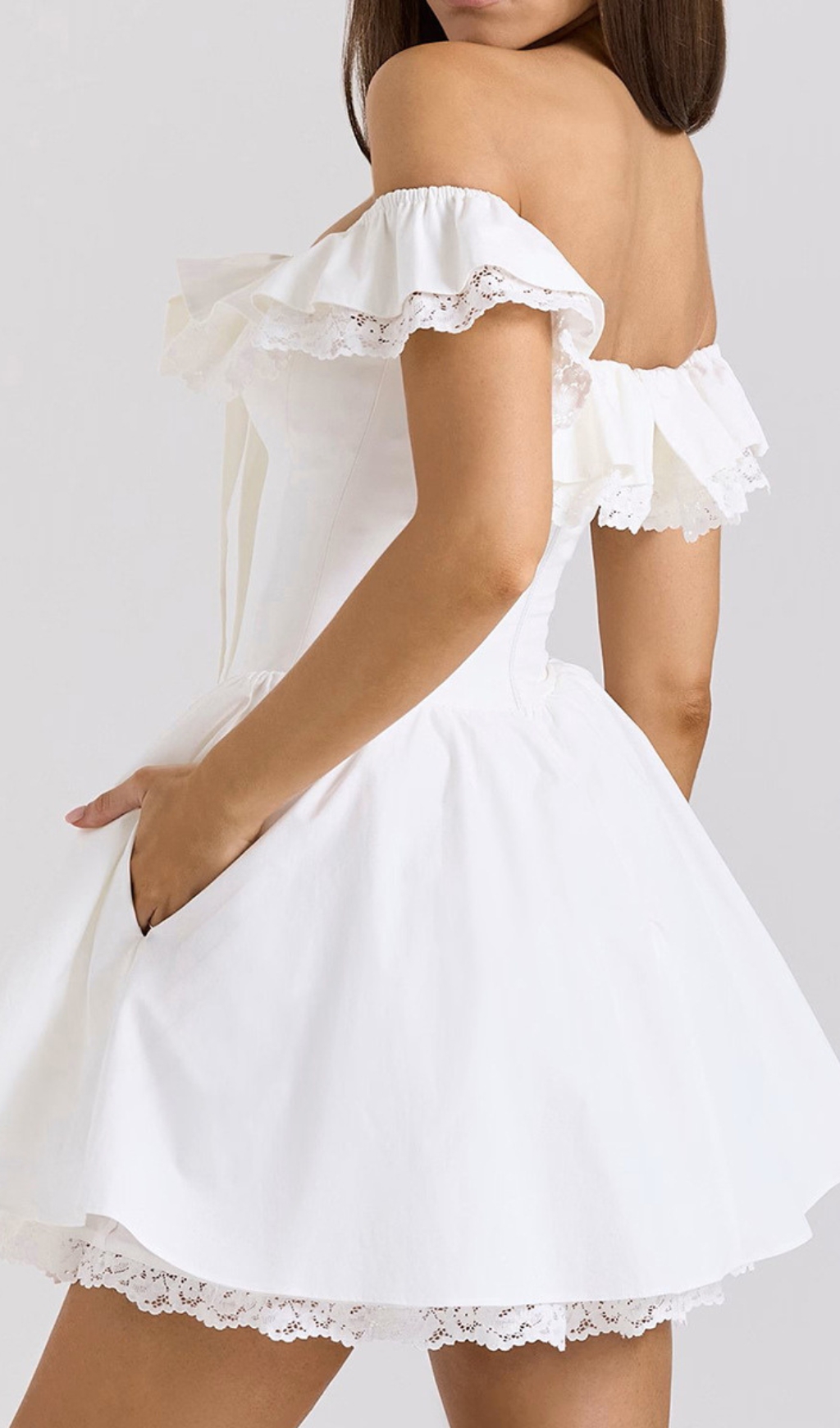 ddf822701a6eeb2b39c6c46899fb8ede.jpg Fashionslee Women Devona White Off-Shoulder Bow Mini Dress