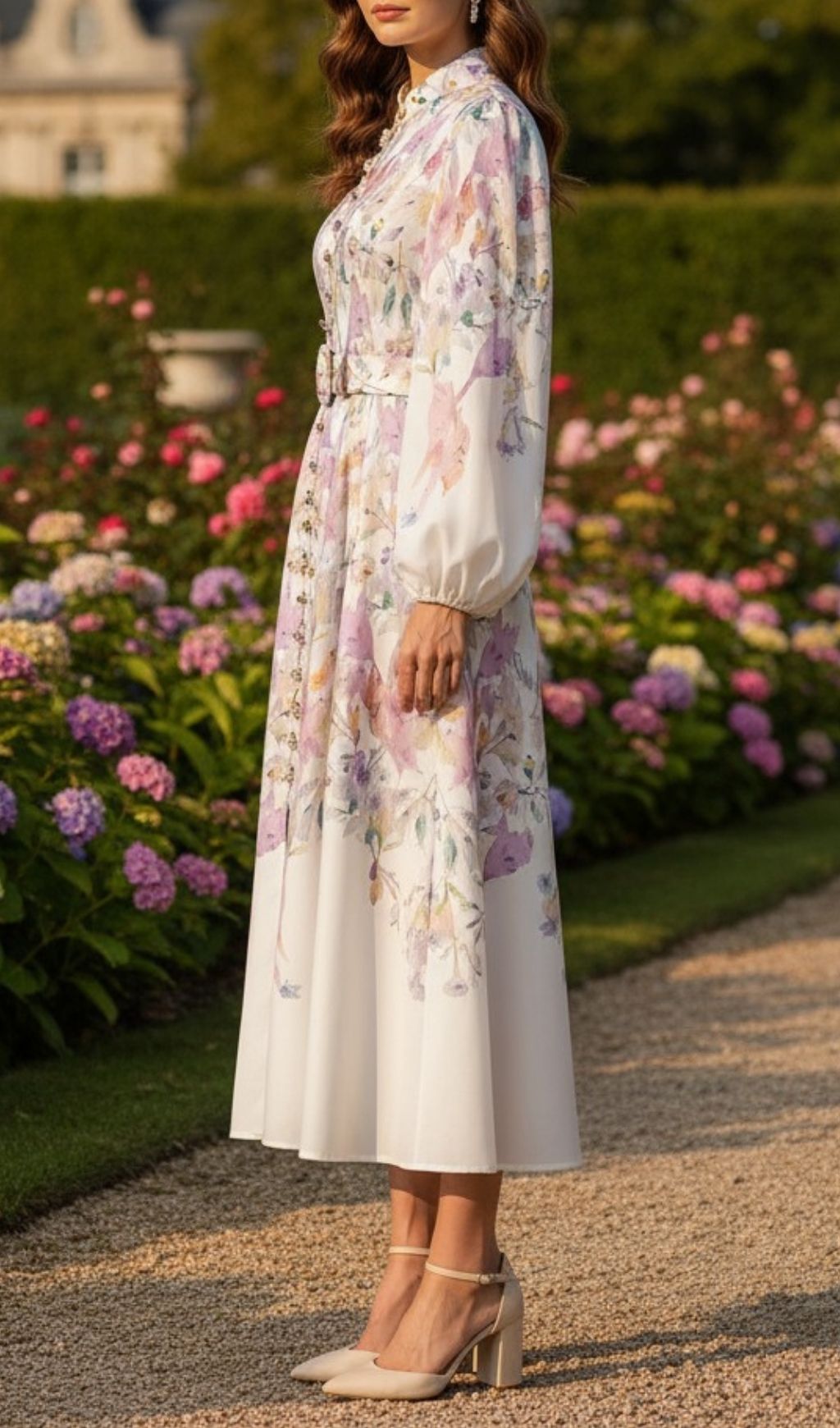 Fashionslee Women Kamiko Floral Long Sleeve Midi Dress
