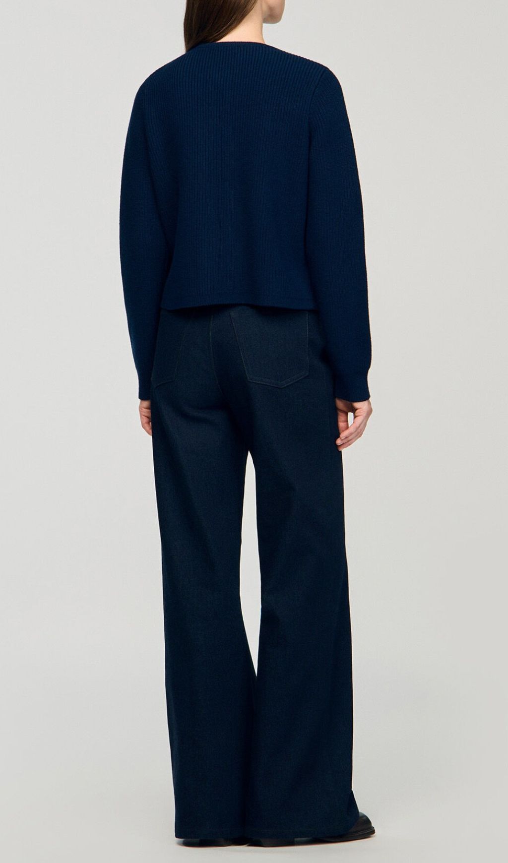 TRENDING DENIM KNIT CARDIGAN WITH VIRAL DETAIL - OWNCI