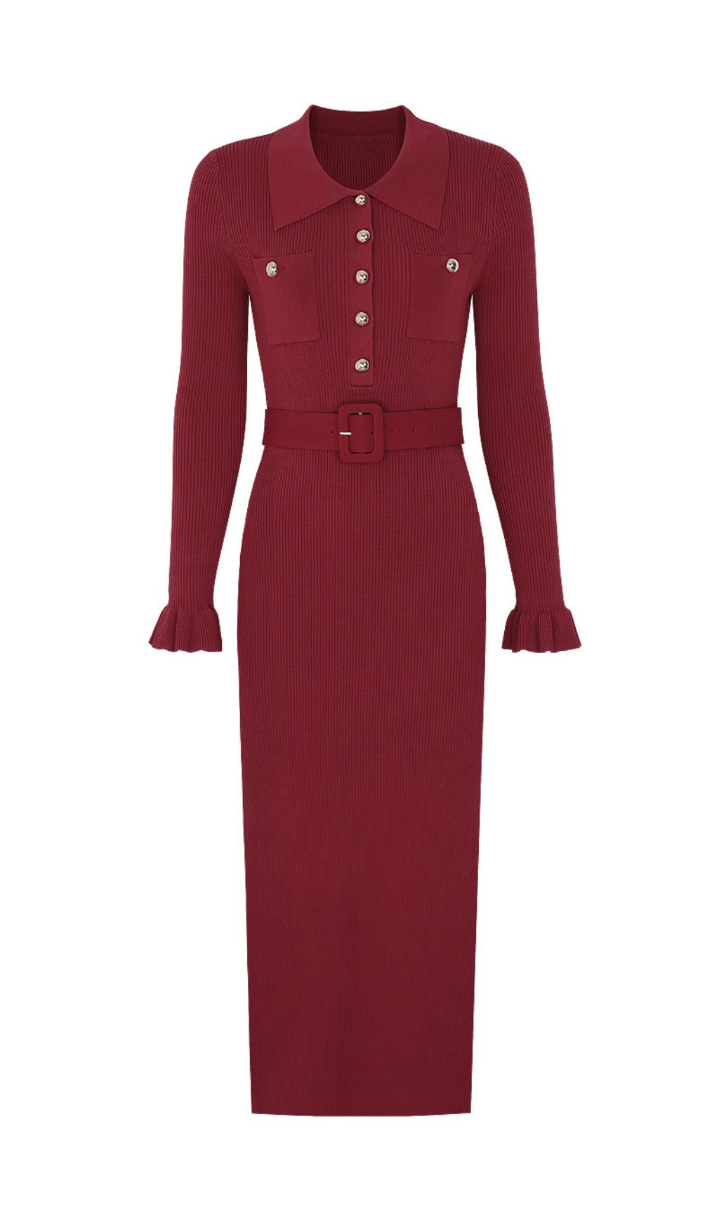 Fashionslee Women Jacek Long Sleeve Knit Midi Dress