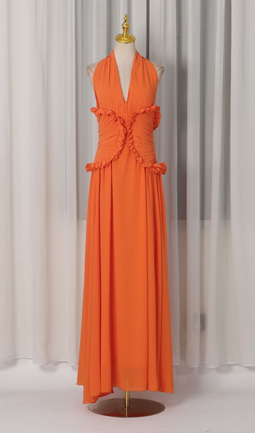 Fashionslee Women Kallisto Halter Pleated Maxi Dress