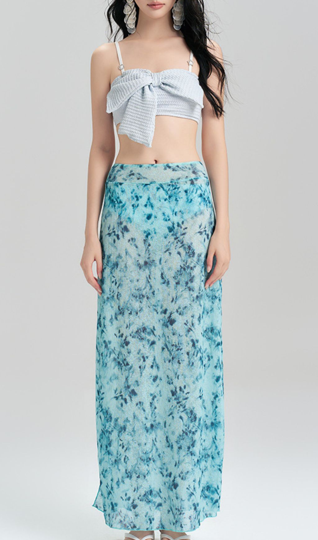 Fashionslee Women Grazia Blue Printed Three-Piece Swimsuit