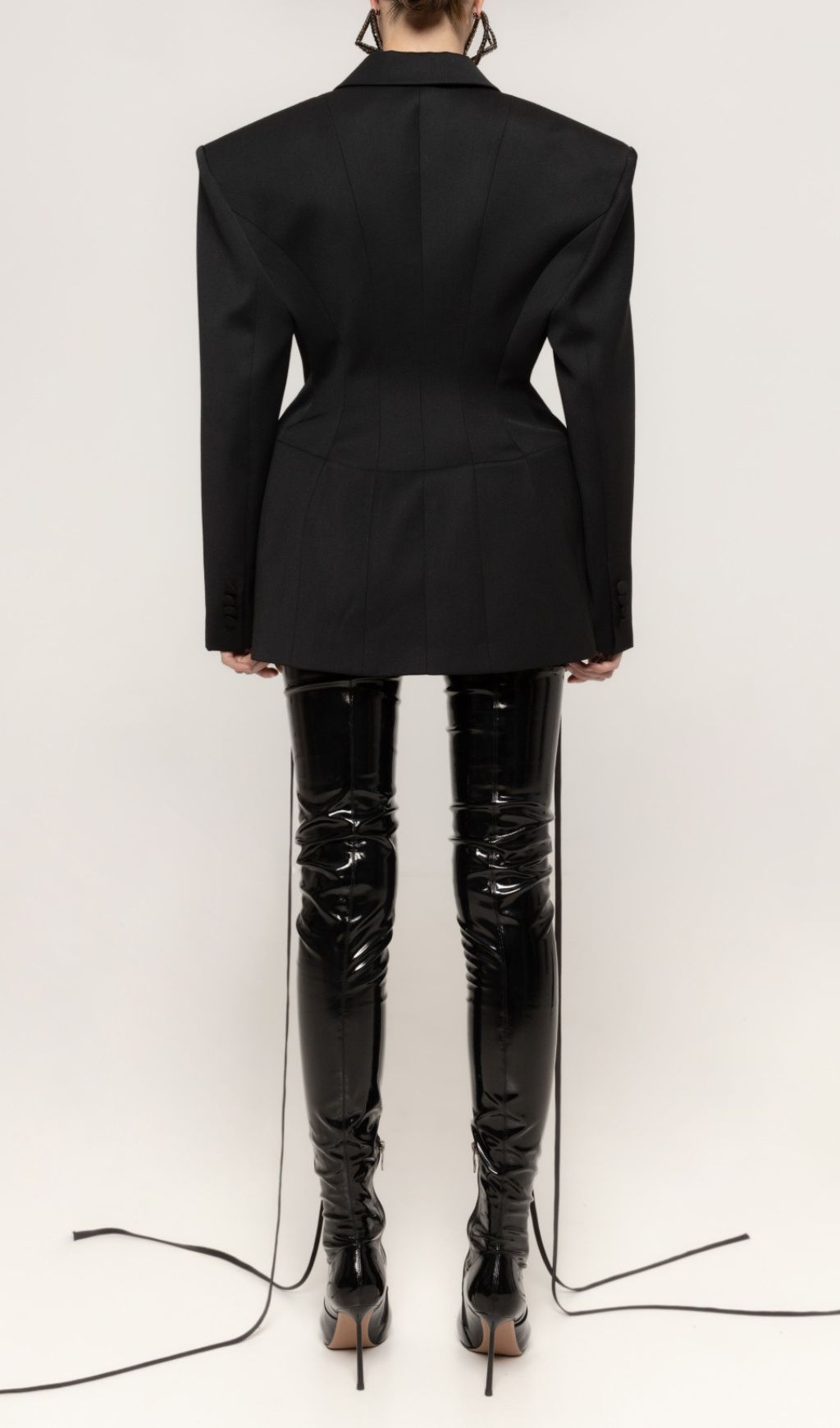 Fashionslee Women Ishan Black Lace-up Blazer Dress