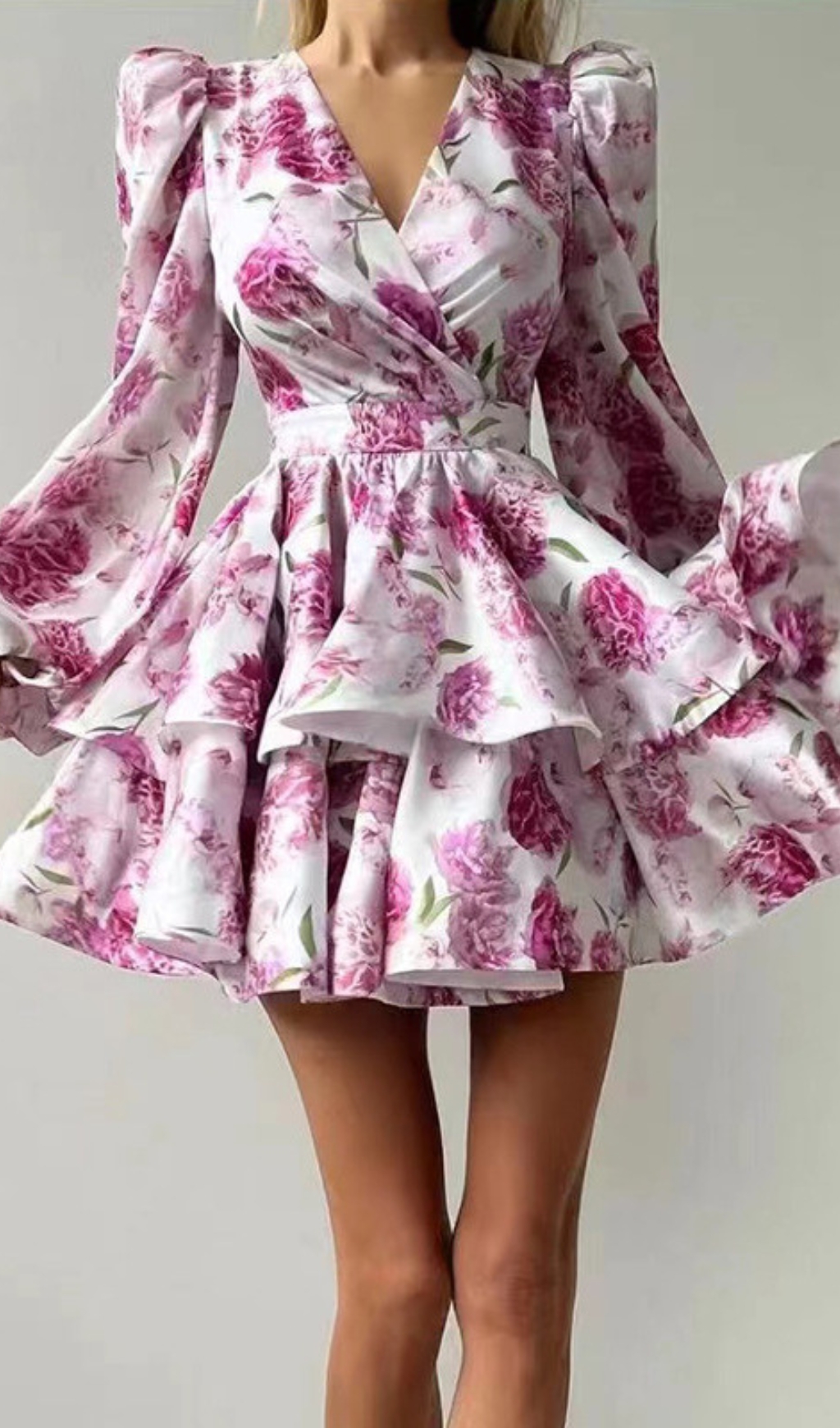 Fashionslee Women Bartek Floral Printed Long Sleeve Mini Dress