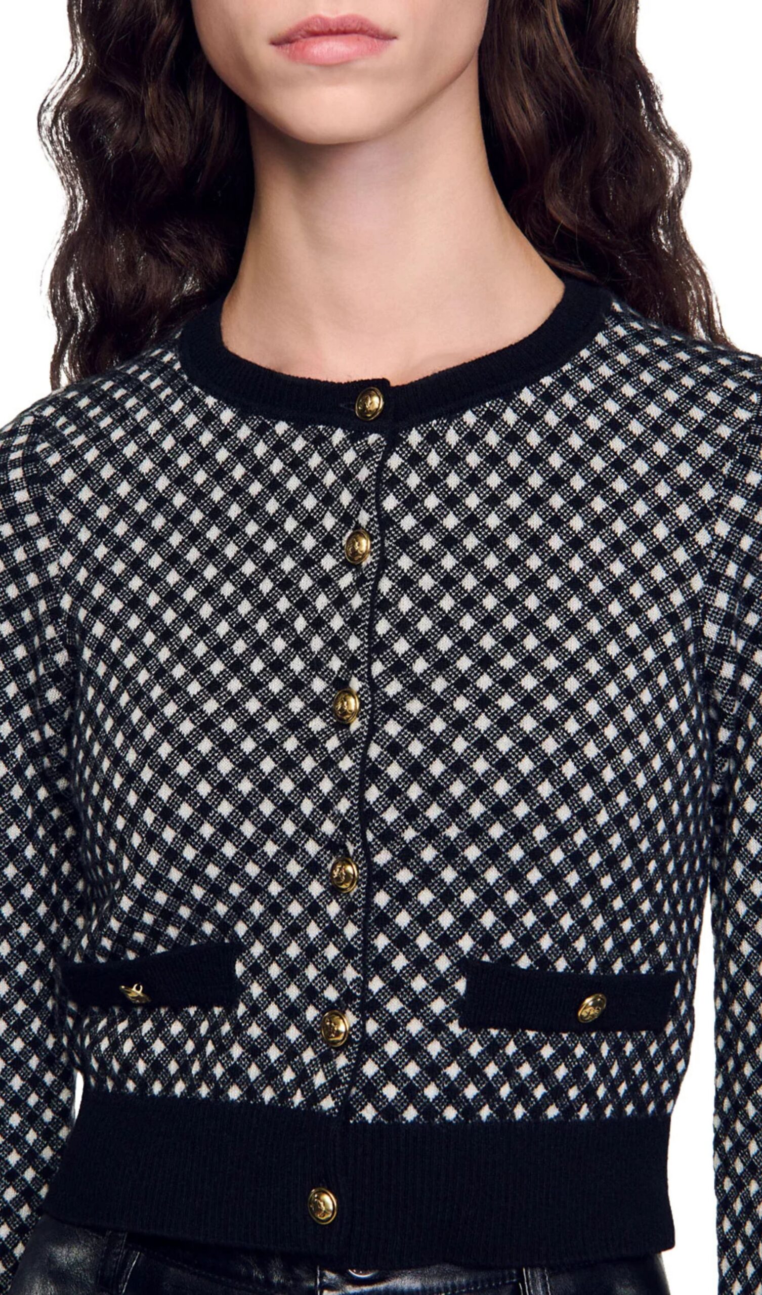 dee702528e6f49a5019ad725b11542e0.jpg Fashionslee Women Jessy Two Tone Check Jacquard Cardigan