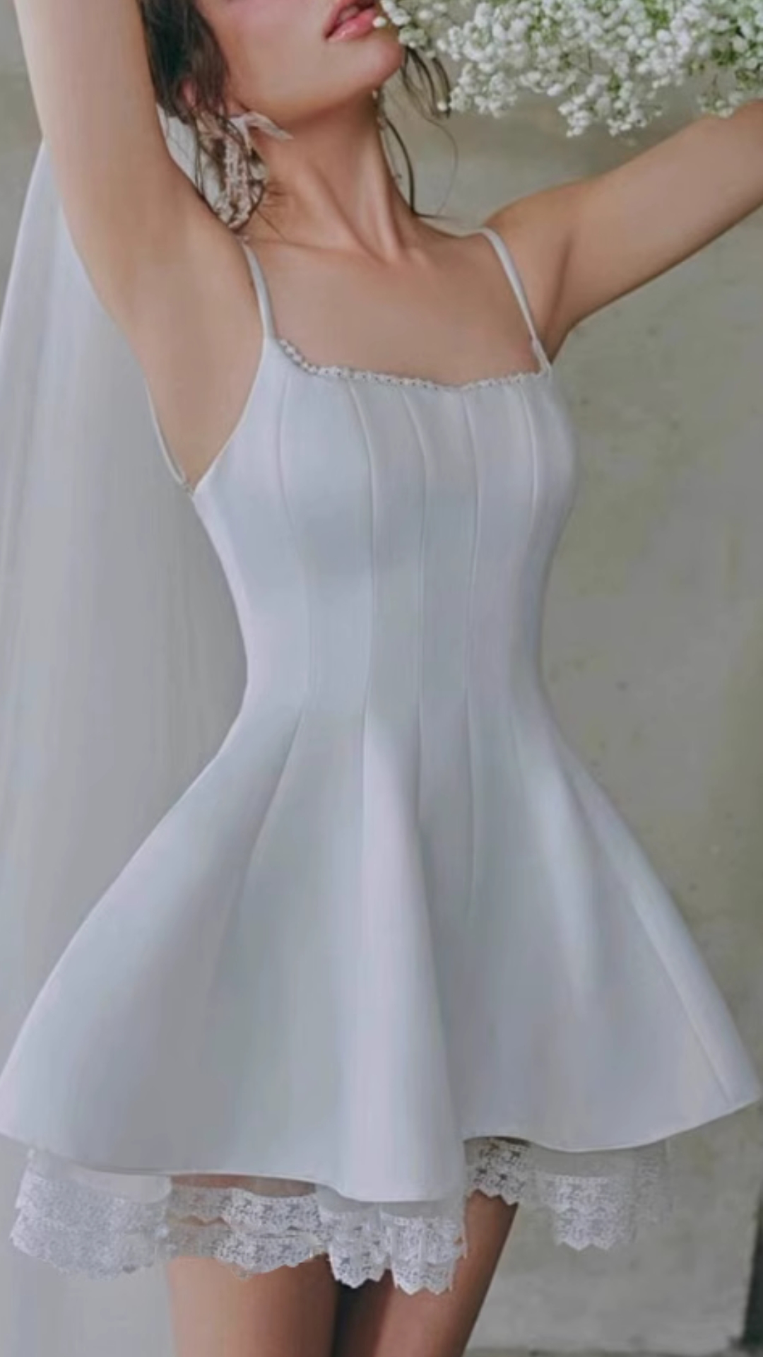 WHITE LACE STRAPPY MINI DRESS VIRAL - OWNCI