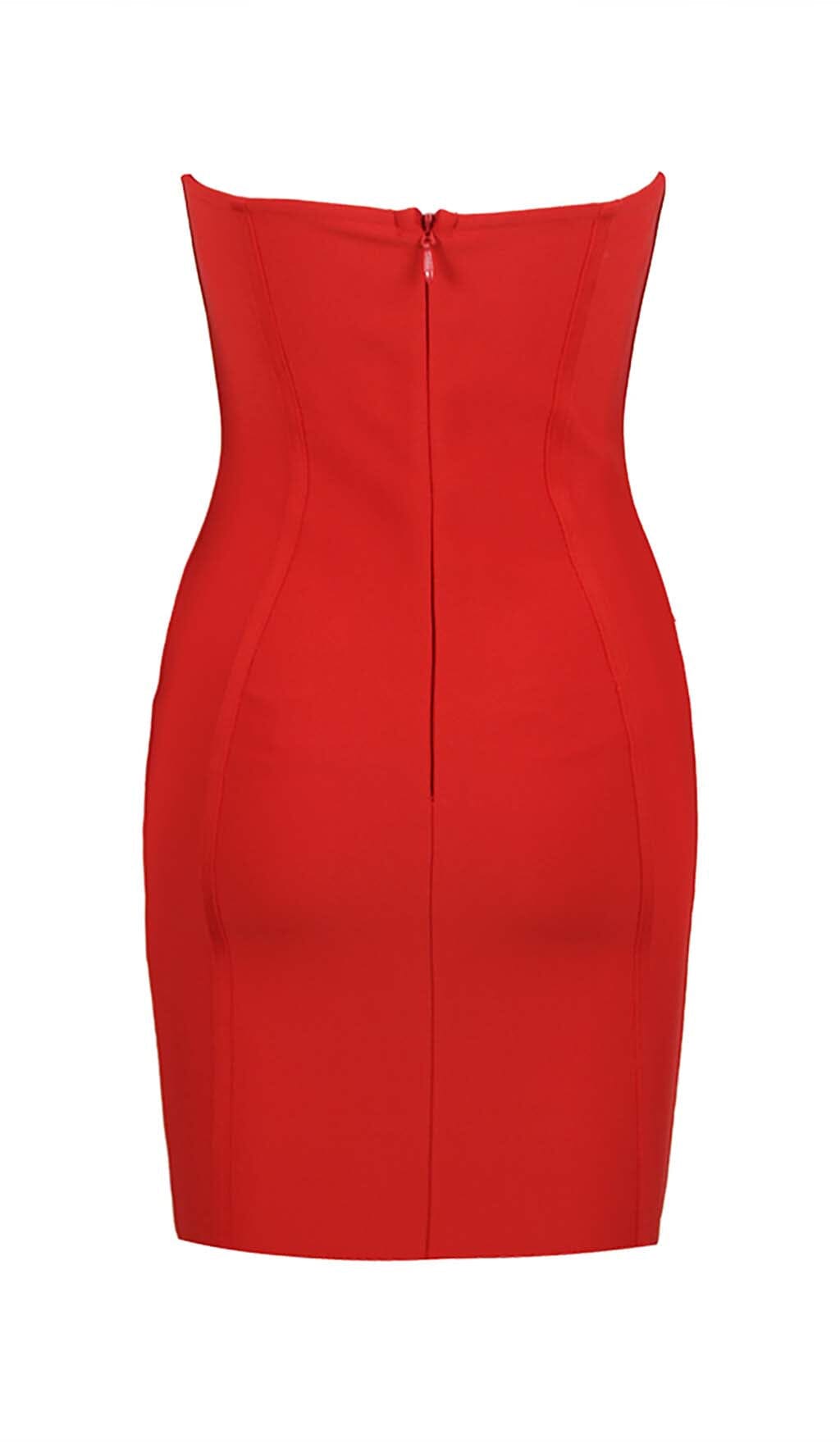 Fashionslee Women Flower Embellished Corset Midi Dress In Red