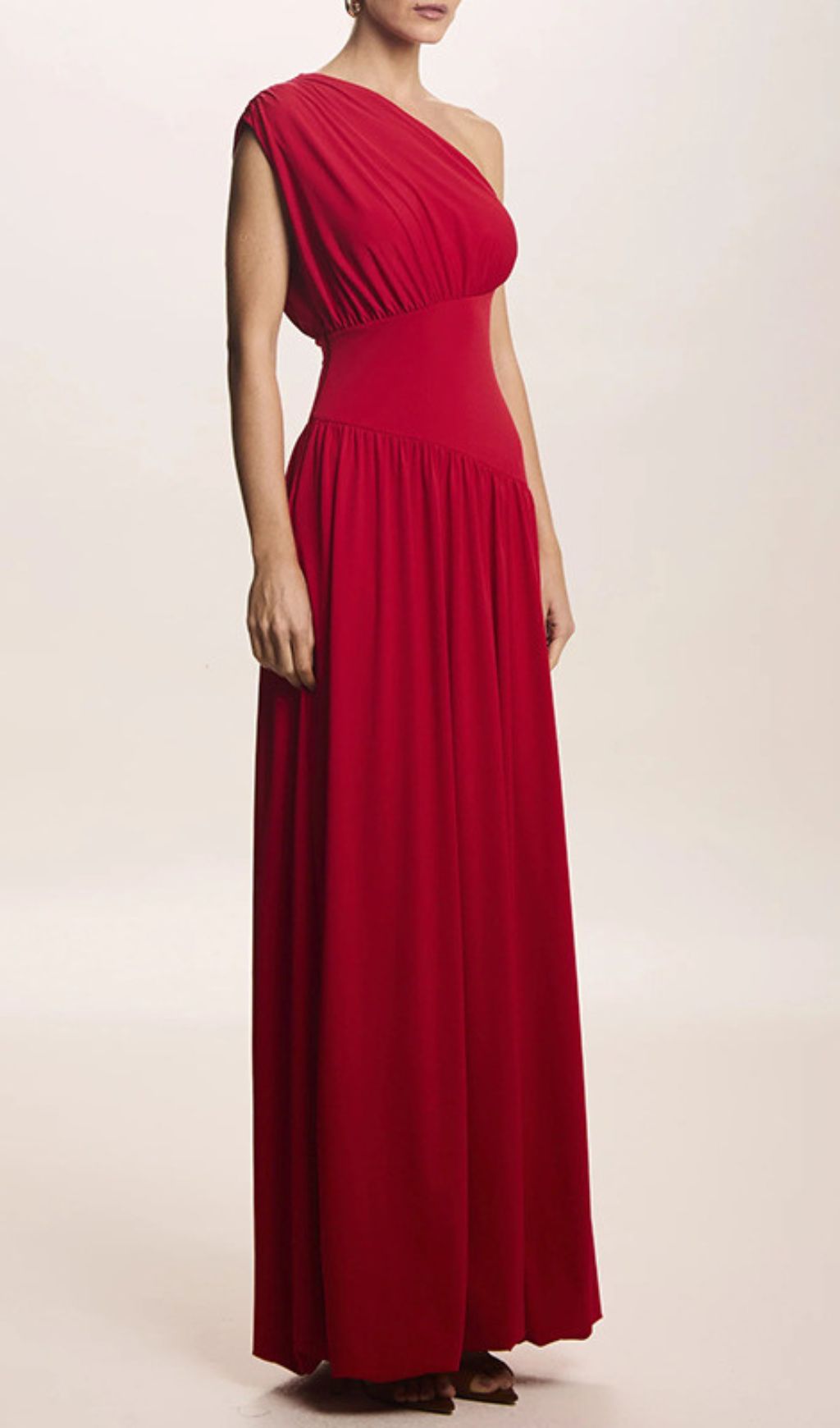 Fashionslee Women Jordon Red One-Shoulder Maxi Dress