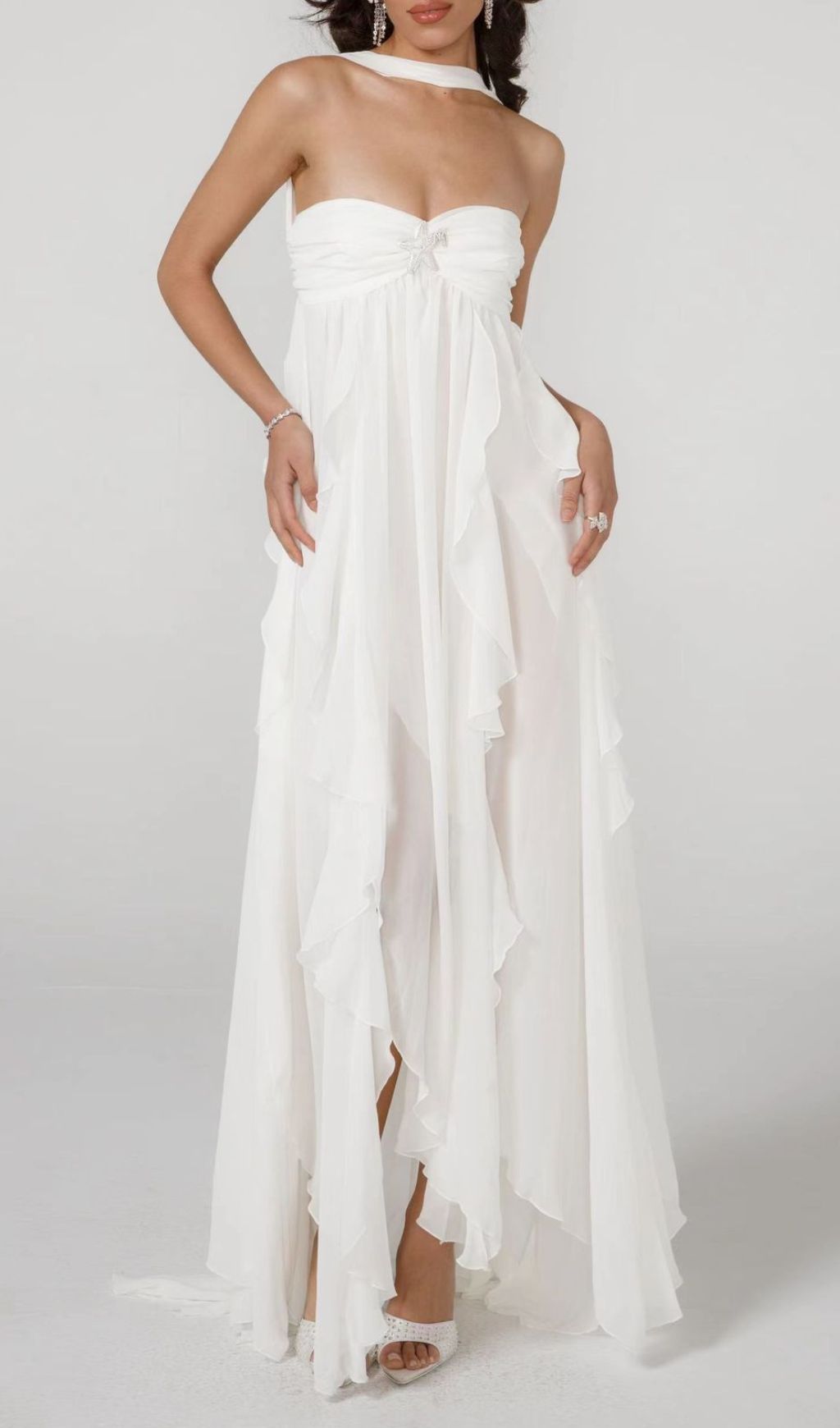e026dace8dafbedcc846bb11d7055d24.jpg Fashionslee Women Frayne White Layered Backless Maxi Dress
