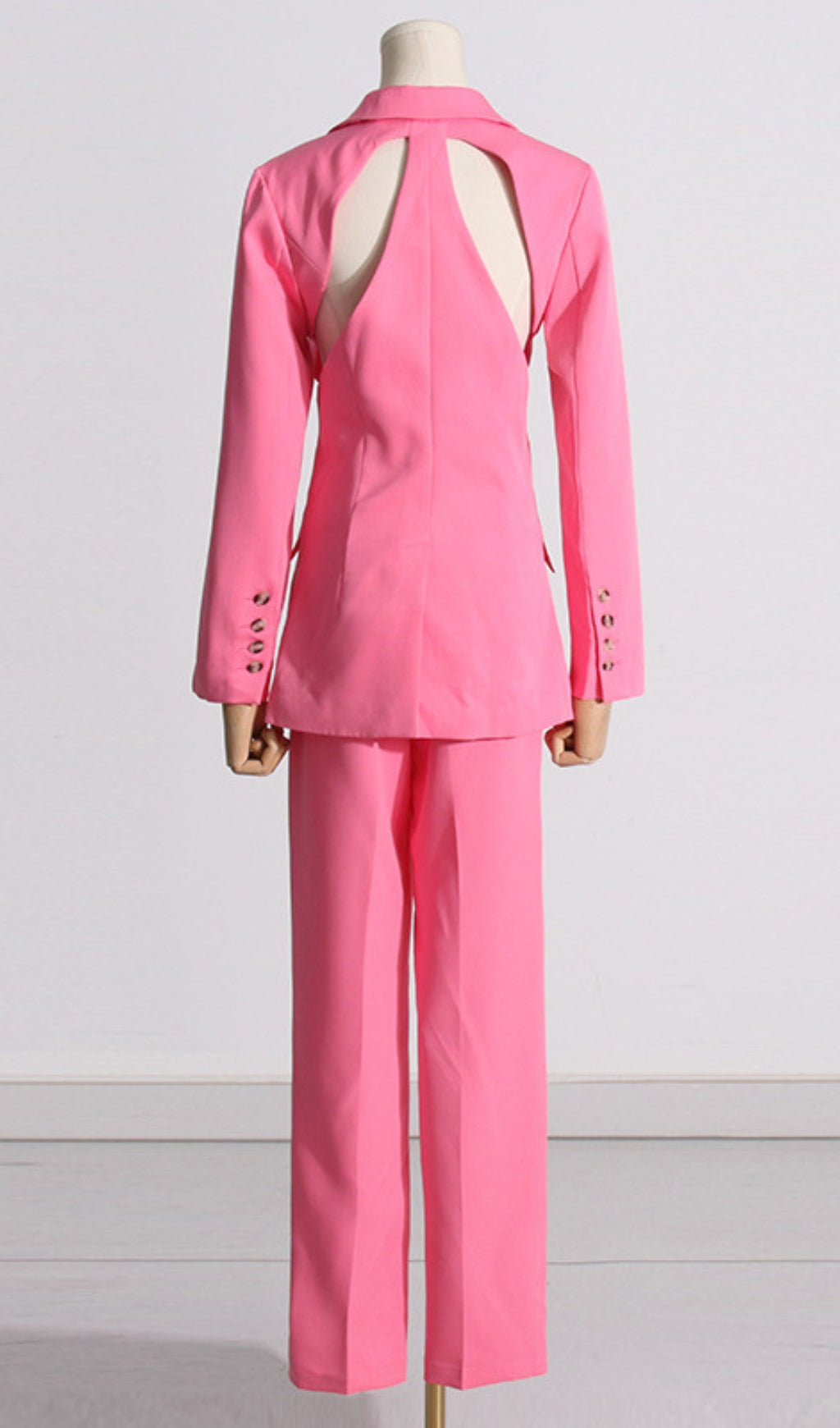 TRENDING PINK CUTOUT BLAZER SUIT - OWNCI