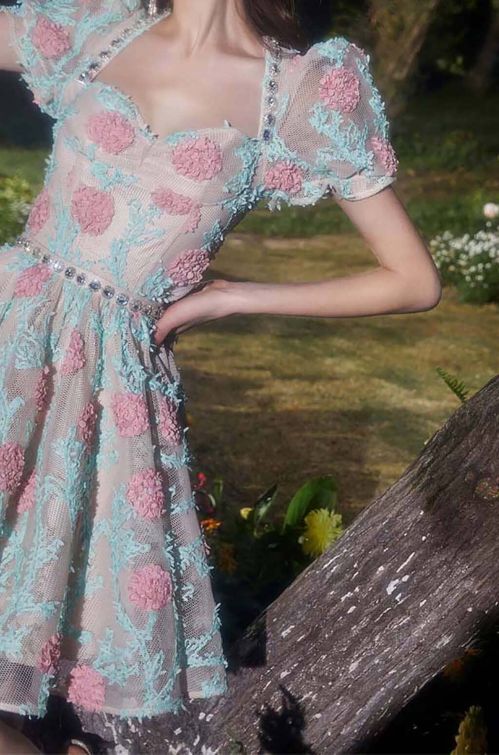 Fashionslee Women Appliquéd Lace Embroidered Two Piece In Blue