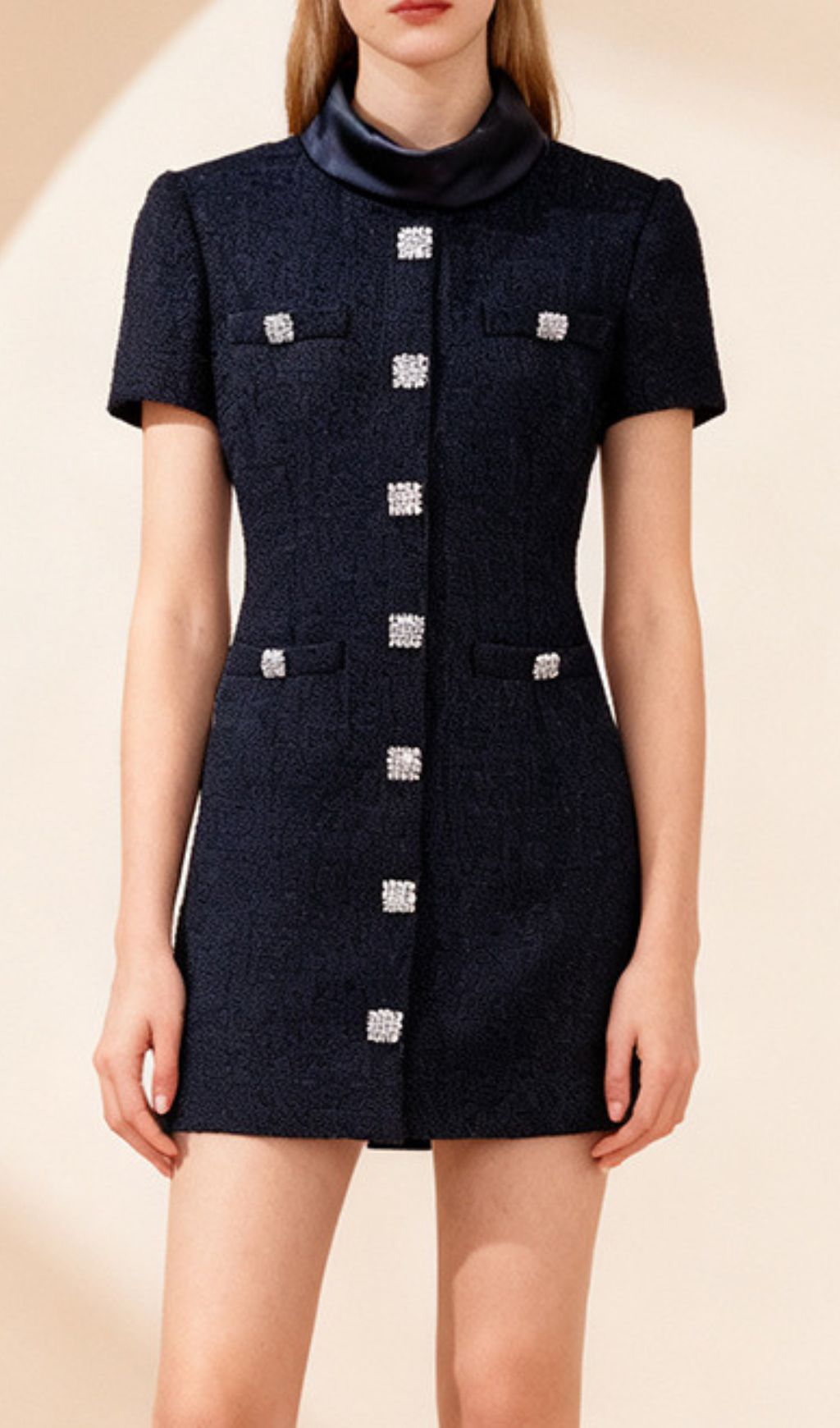 Fashionslee Women Ildri Black Button Mini Dress