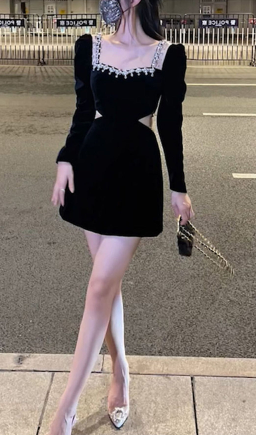 e06250443dbf36b82ee3d823447bf1f9.jpeg Fashionslee Women Square Neck Long Sleeve Velvet Mini Dress