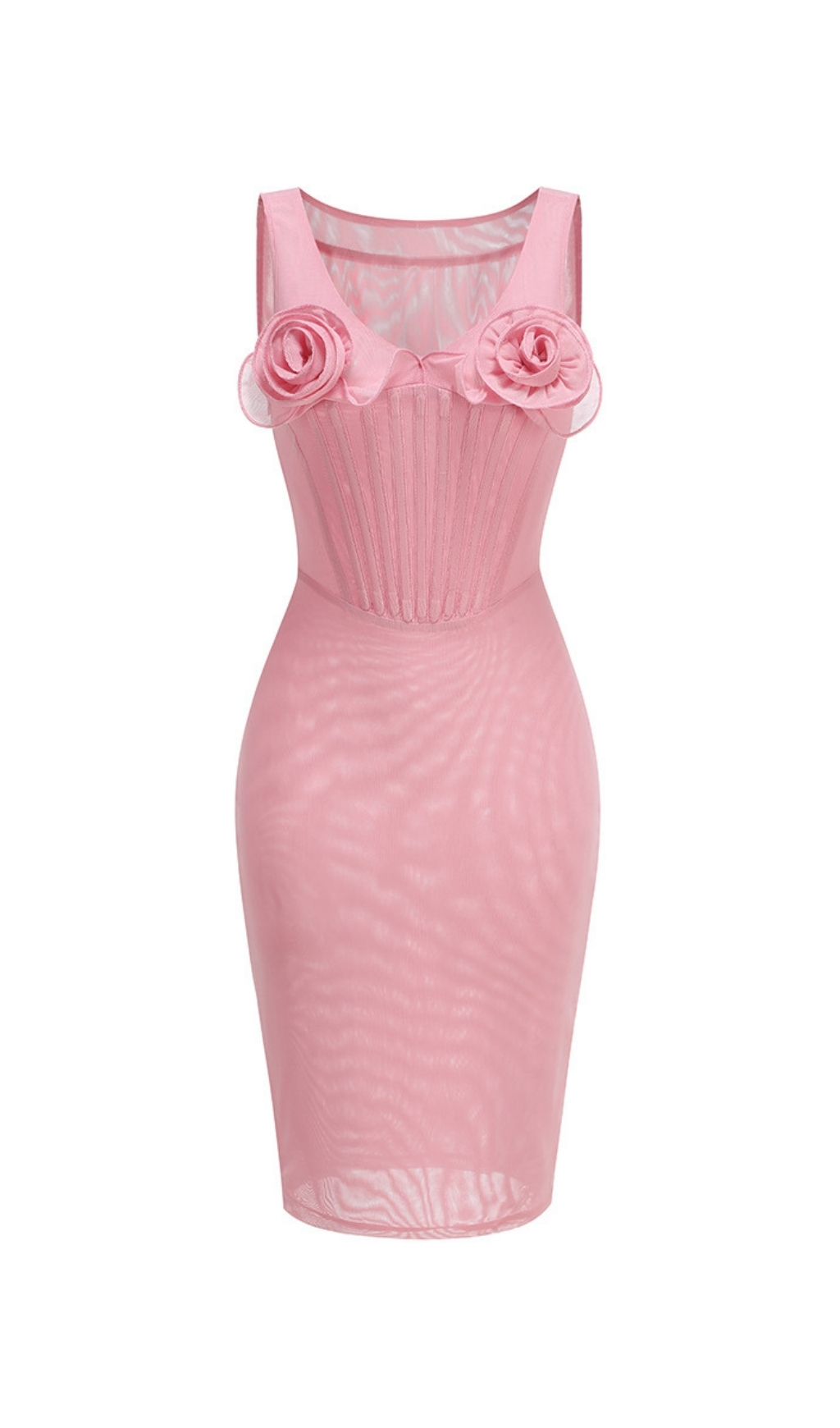 Fashionslee Women Elof Pink Flower Corset Midi Dress