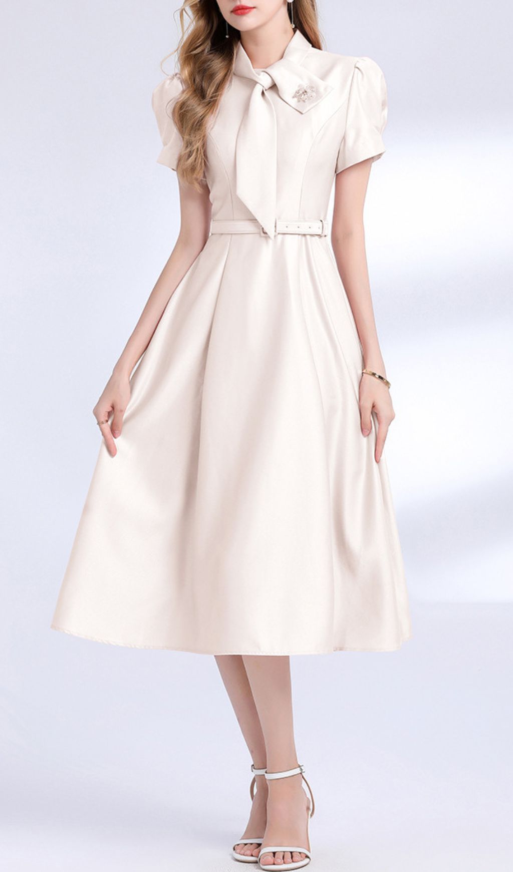 Fashionslee Women Funa Bow Tie Midi Dress