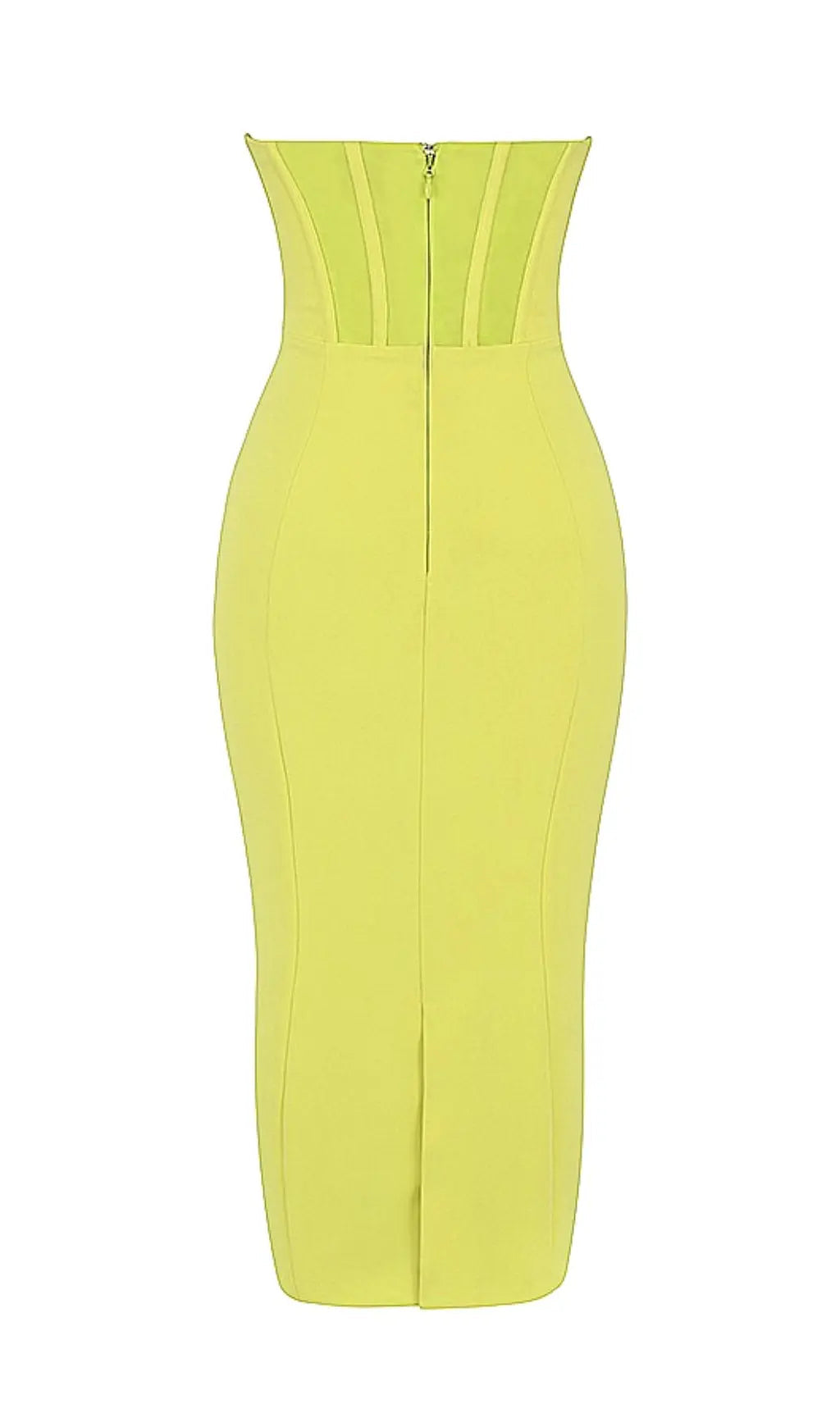 Fashionslee Women Yellow Strapless Bandage Midi Dress