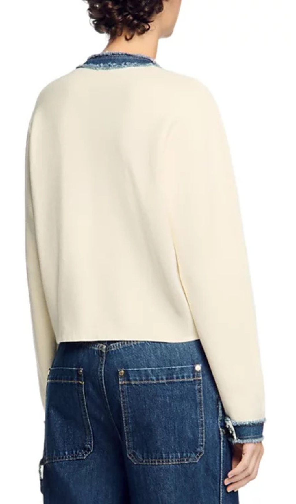 Fashionslee Women Cardigan With Denim Detail