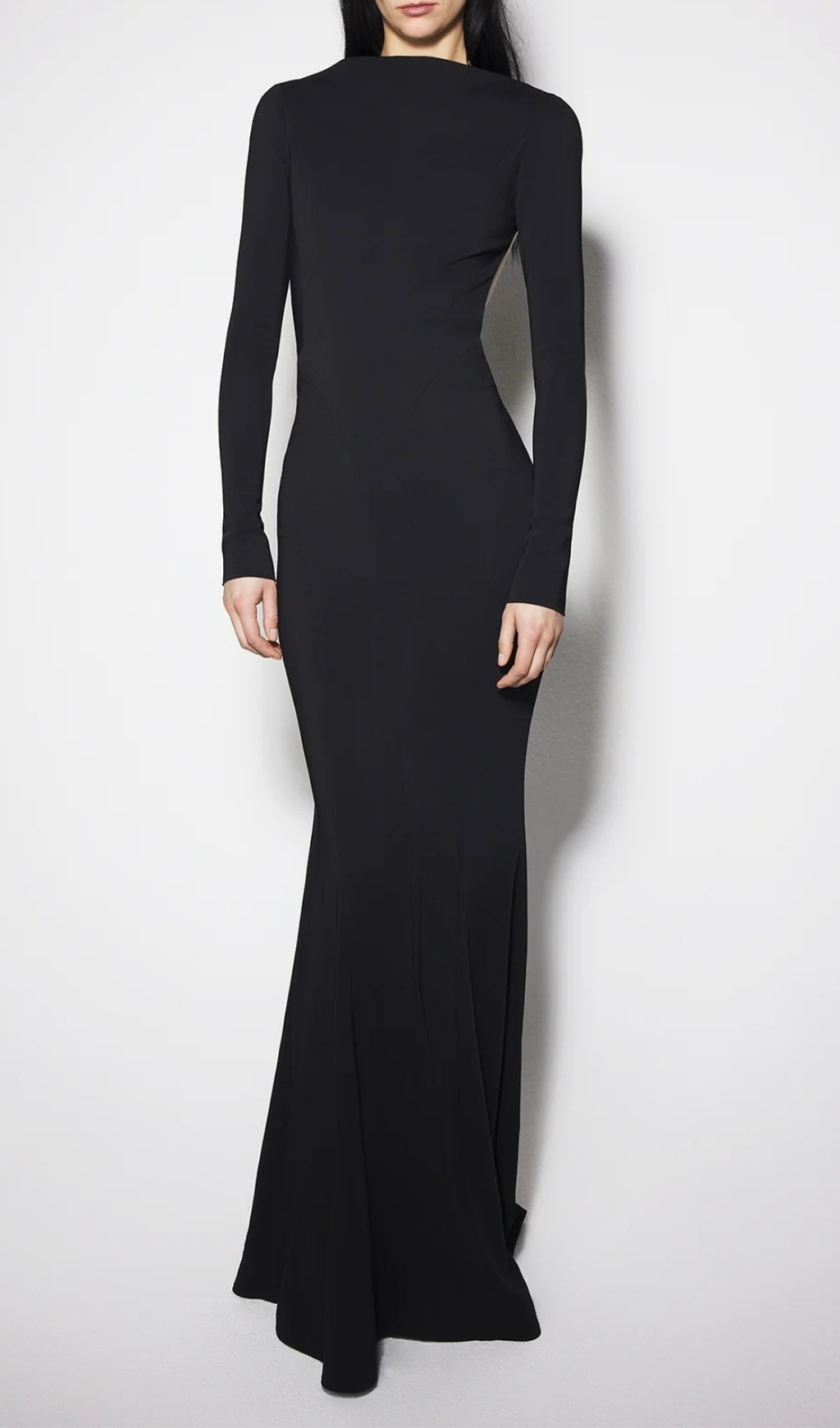 Fashionslee Women Franco Black Long Sleeve Backless Maxi Dress
