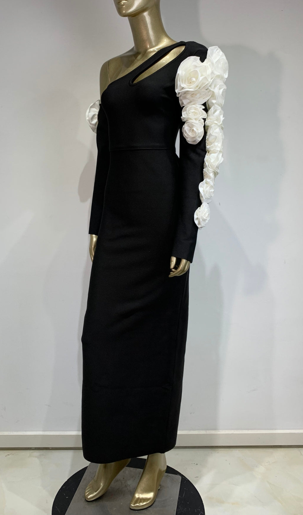 Fashionslee Women Bach Black Flower Long Sleeve Maxi Dress