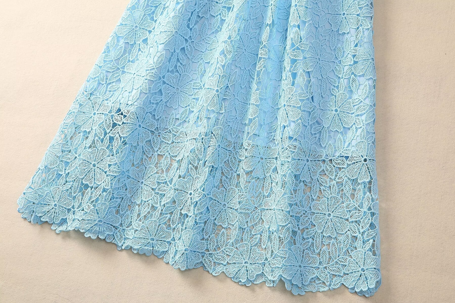 Fashionslee Women Ariah Blue Lace A Line Midi Dress