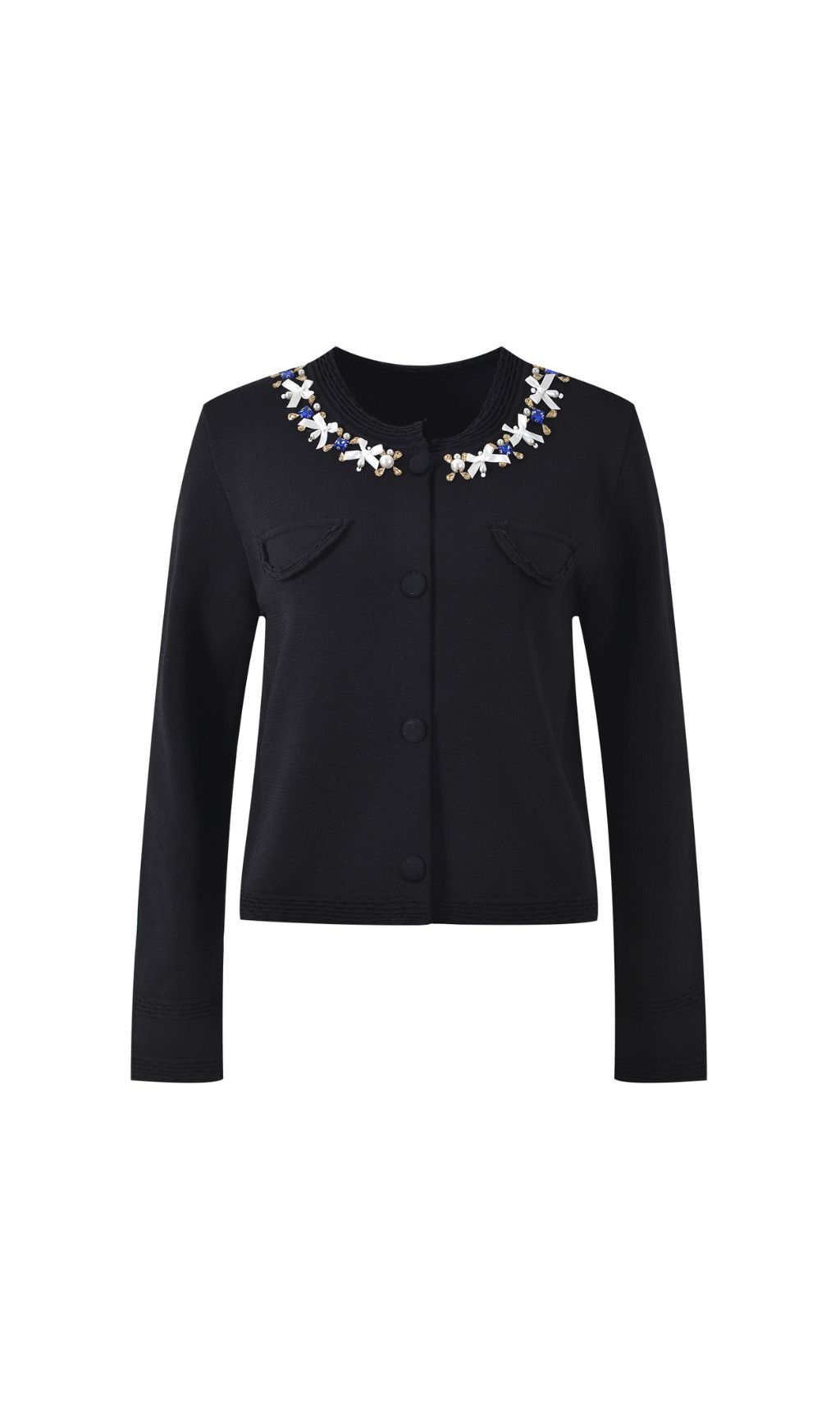 Fashionslee Women Ghita Black Beaded Cardigan