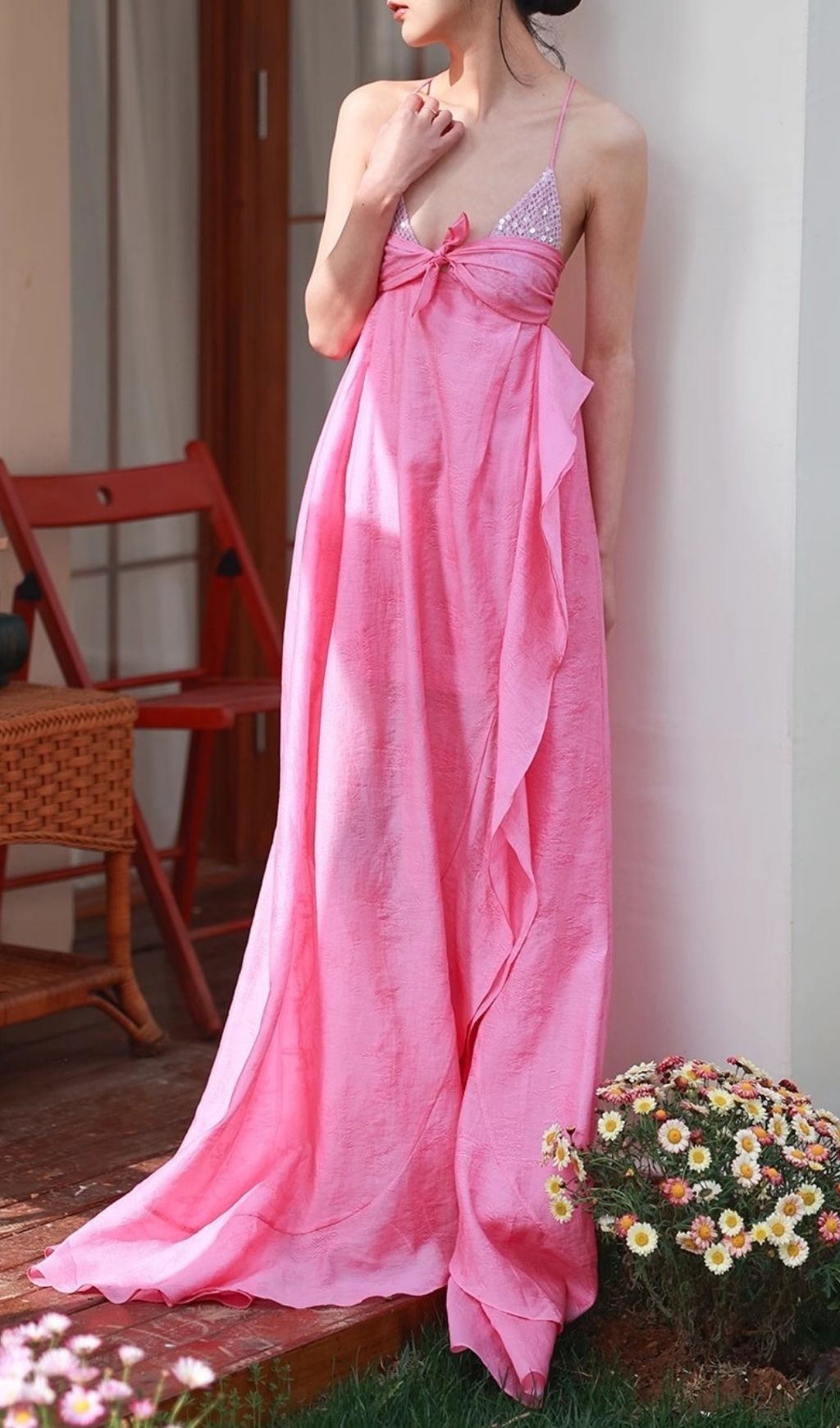 e1396b0c1feda399442a40ea71b3f06b.jpg Fashionslee Women Keyah Pink Strappy Sequin Maxi Dress