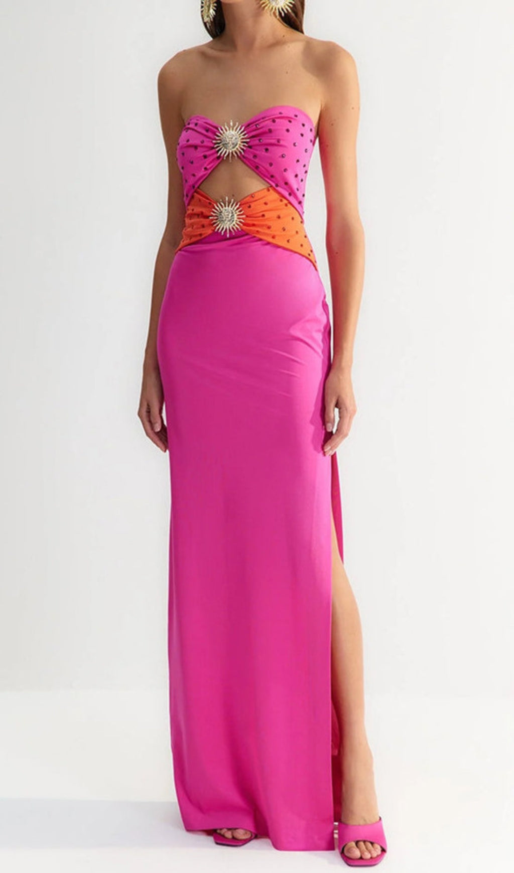 e143c8a9aeb489f697edfe64d48a062e.jpeg Fashionslee Women Annmarie Pink Polka Column Maxi Dress