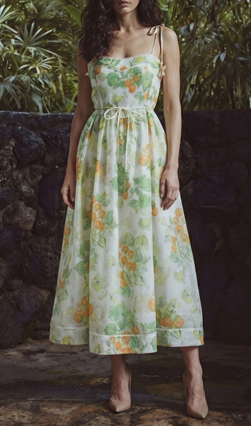 Fashionslee Women Kodie Green Printed Midi Dress