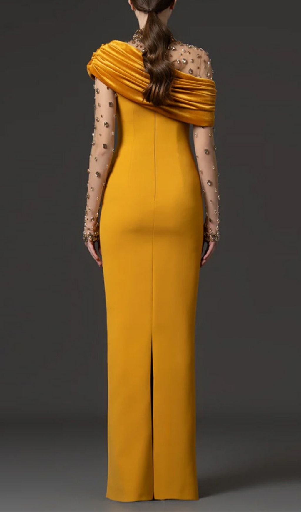 Fashionslee Women Kylan Yellow Diamante Long Sleeve Maxi Dress
