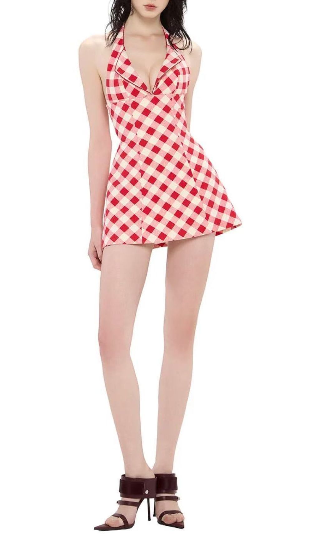 e1bba8a54ef17dd5f43618917bb3475d.jpg Fashionslee Women Irela Halter Check Mini Dress