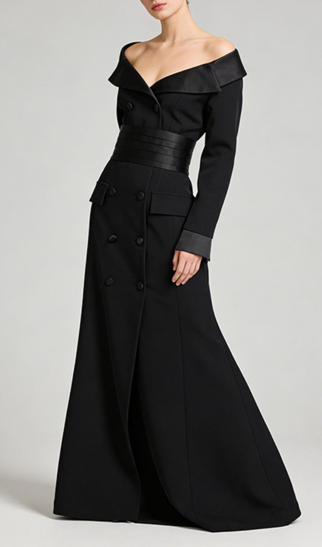 Fashionslee Women Kazi Black Blazer Maxi Dress