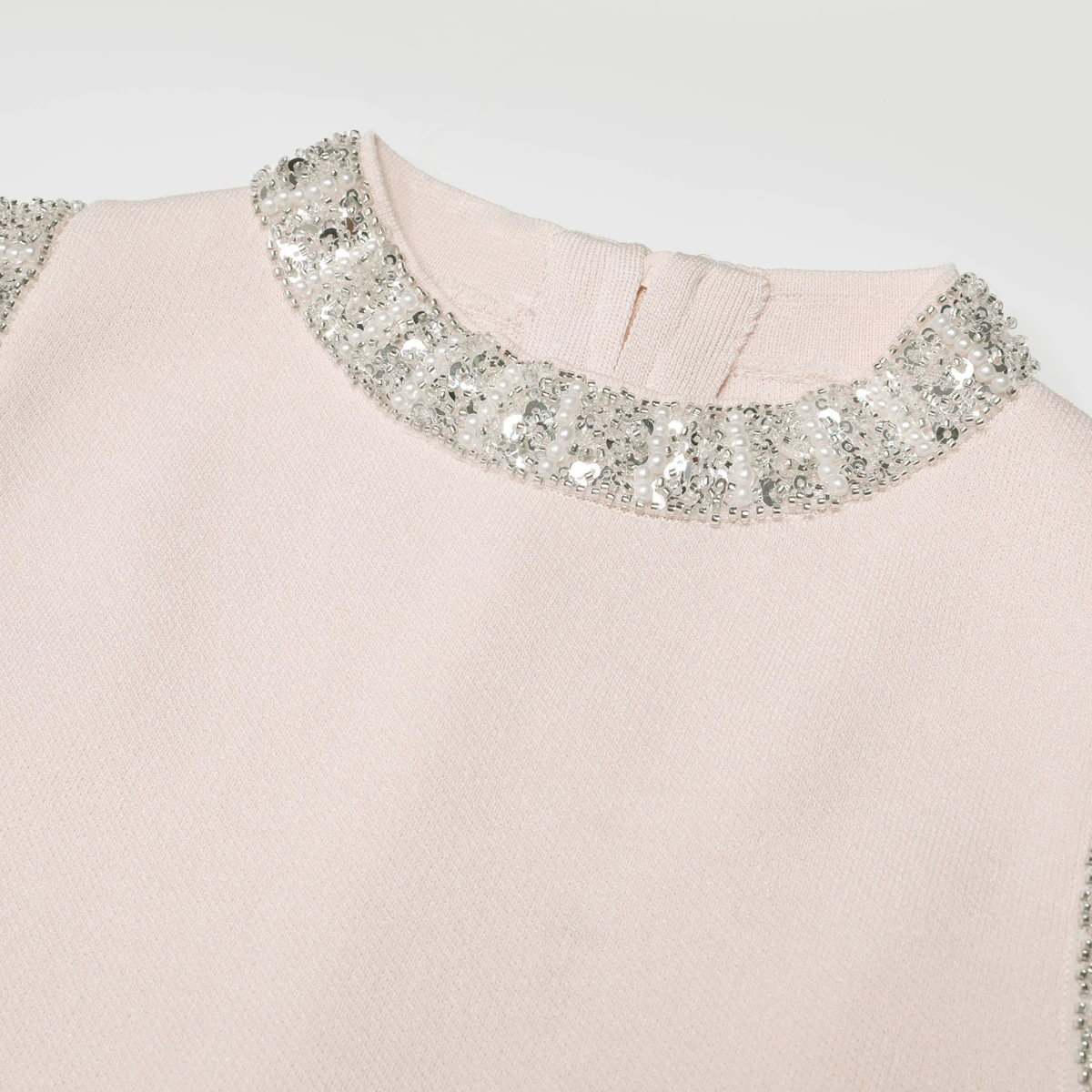Fashionslee Women Kimberlina Pink Sleeveless Beaded Knit Midi Dress