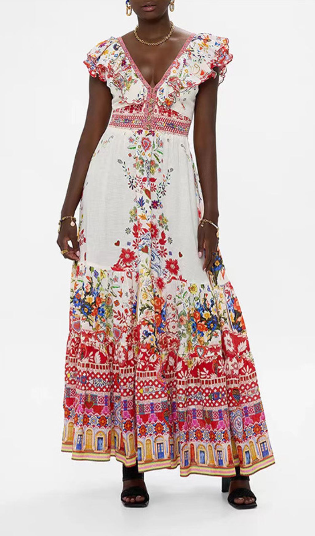 e2791ff8ada36663f7167c65b210ca77.jpg Fashionslee Women Daria V-Neck Printed Maxi Dress