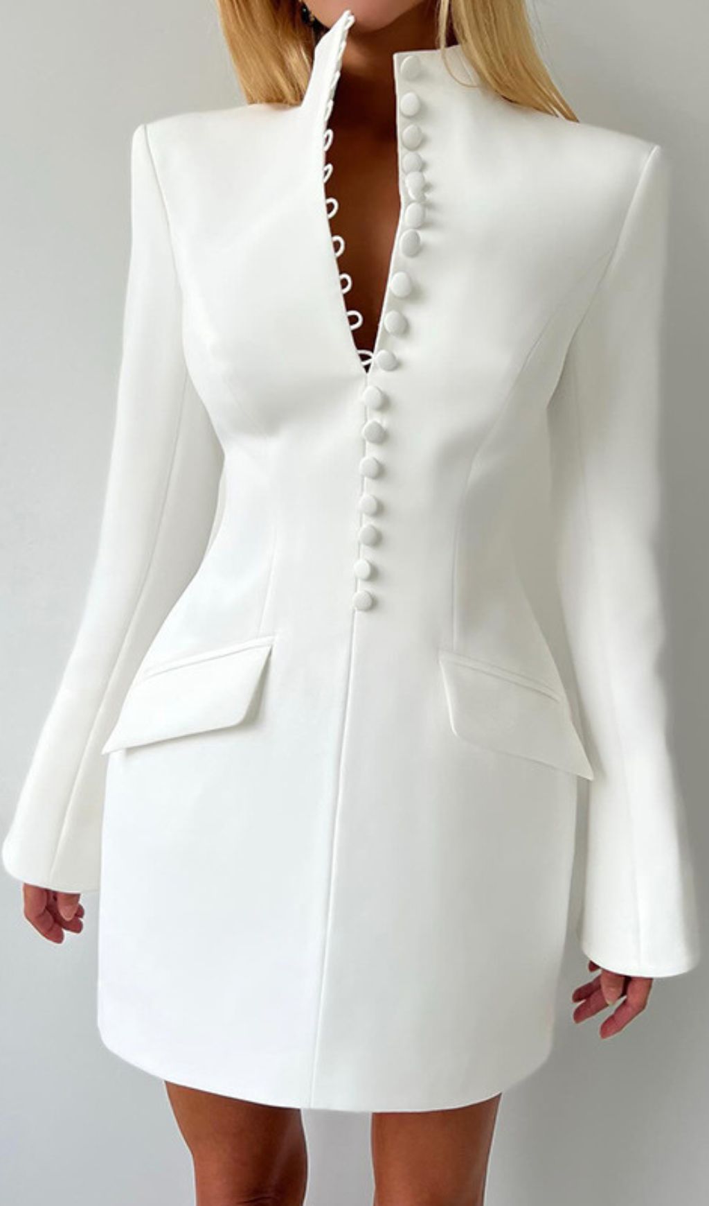 e28bdb8d672003a490be85766ac45724.jpg Fashionslee Women Hornfels Single Breasted Blazer Mini Dress