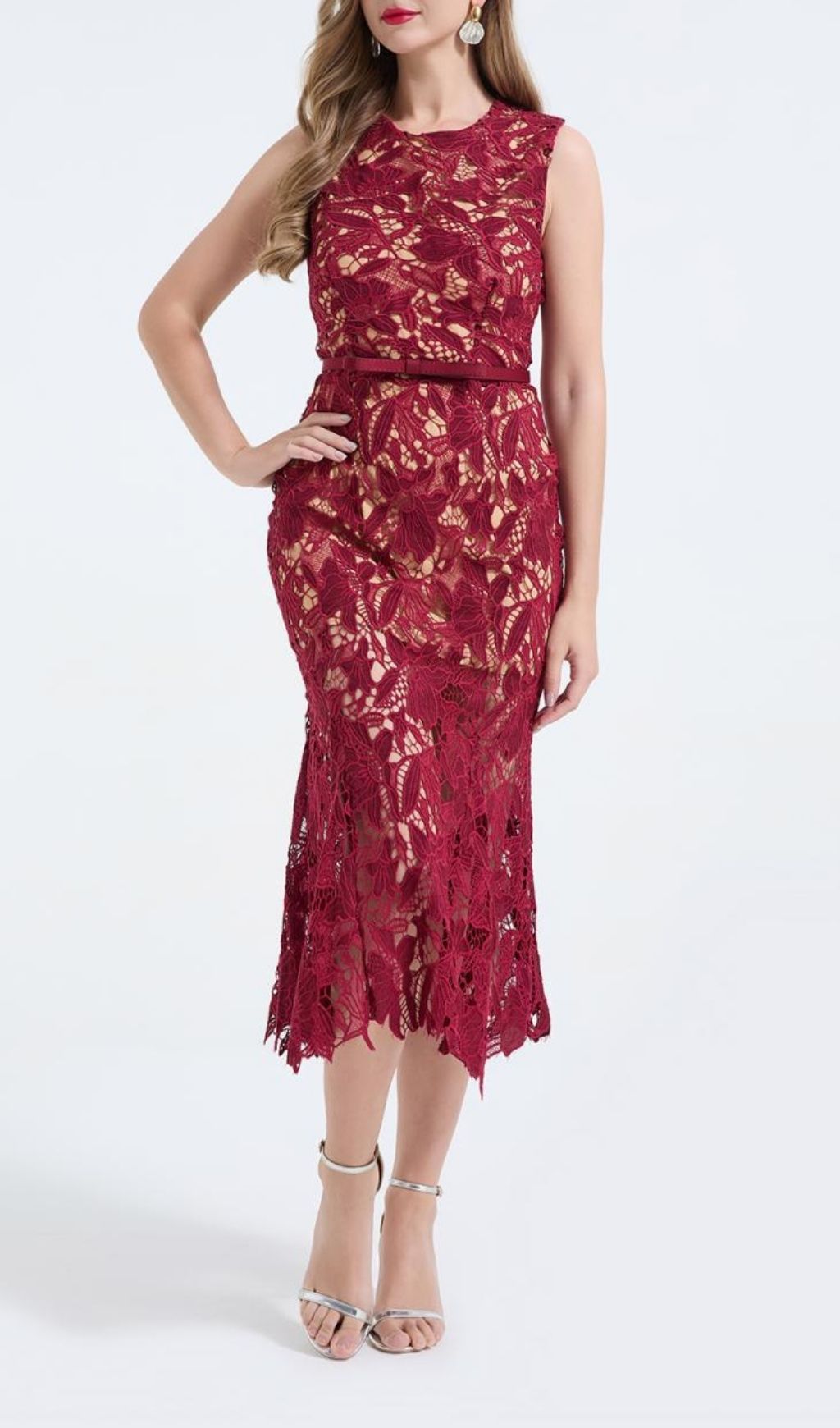 e28e735b0367ed15ca545b6c9a477a11.jpg Fashionslee Women Mirexen Red Floral Cutout Midi Dress